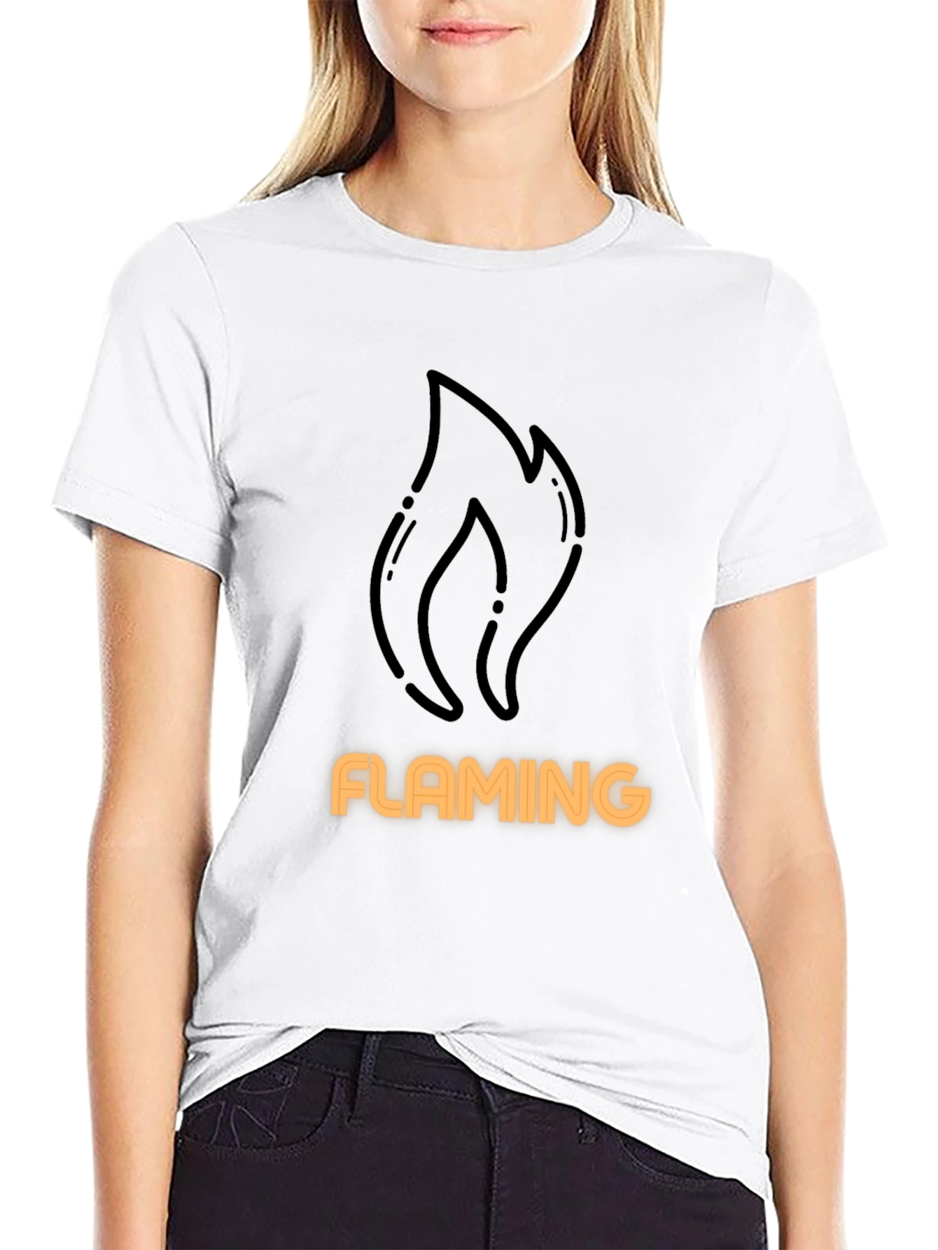 Flaming Graphic Tee - Black Cotton T-Shirt