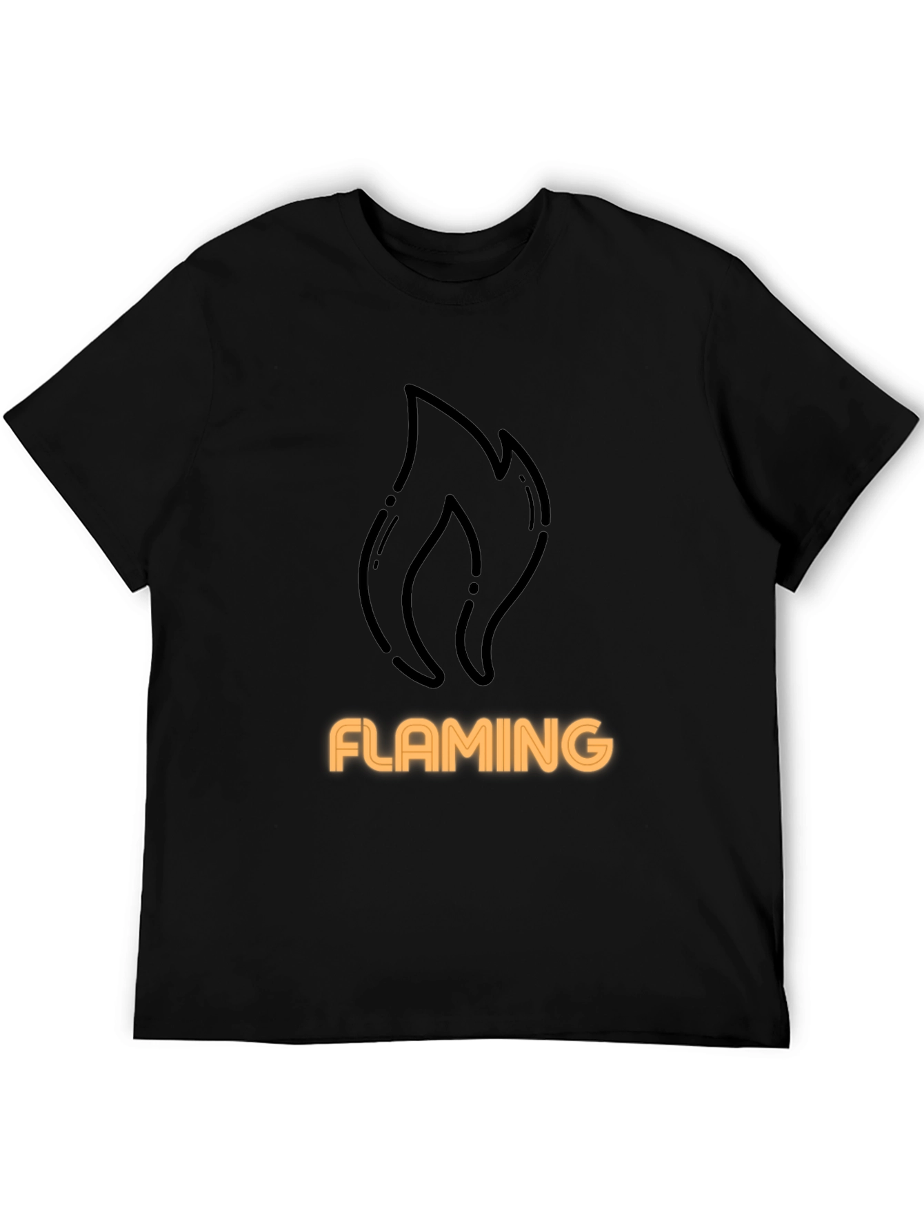 Flaming Graphic Tee - Black Cotton T-Shirt