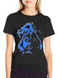 Lion Graphic Tee - Bold Blue Print on Black