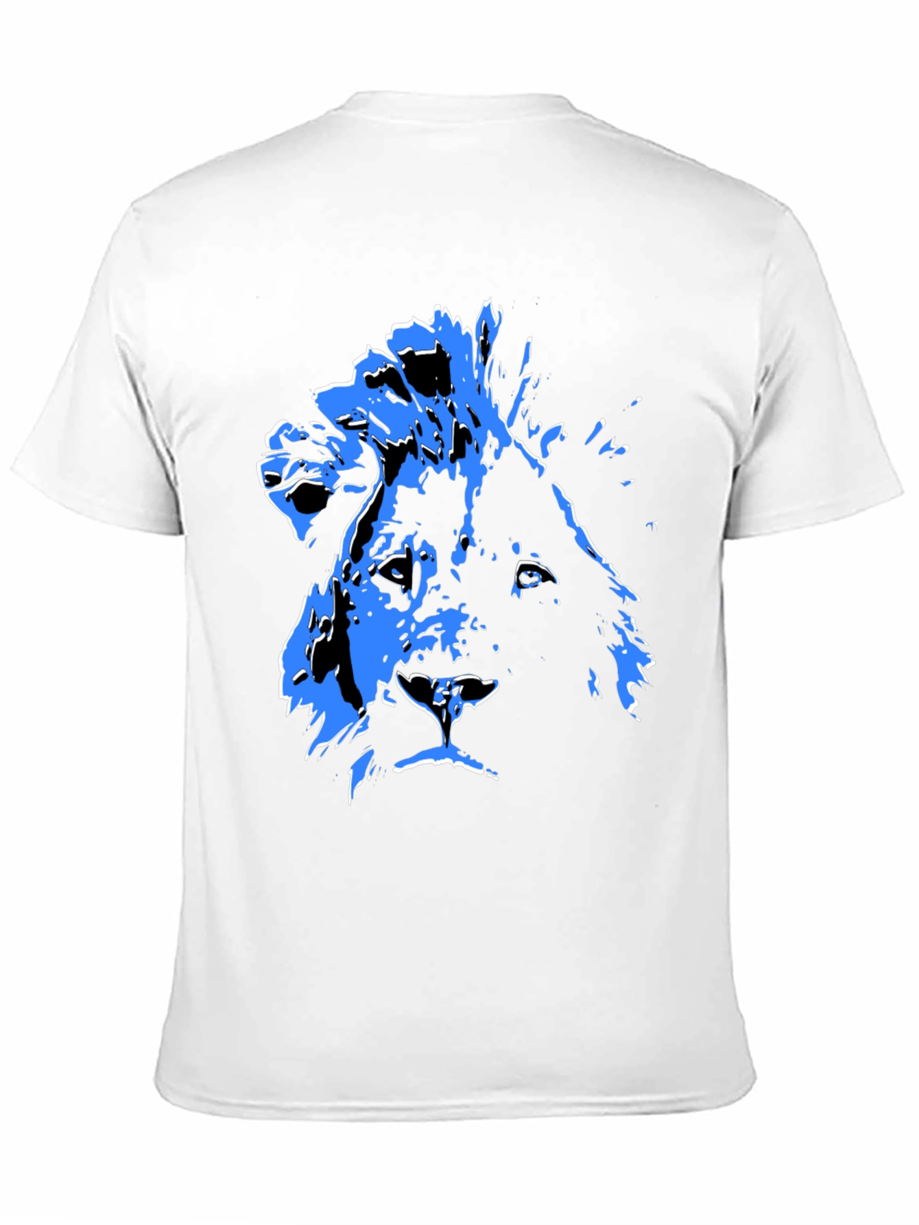 Lion Graphic Tee - Bold Blue Print on Black