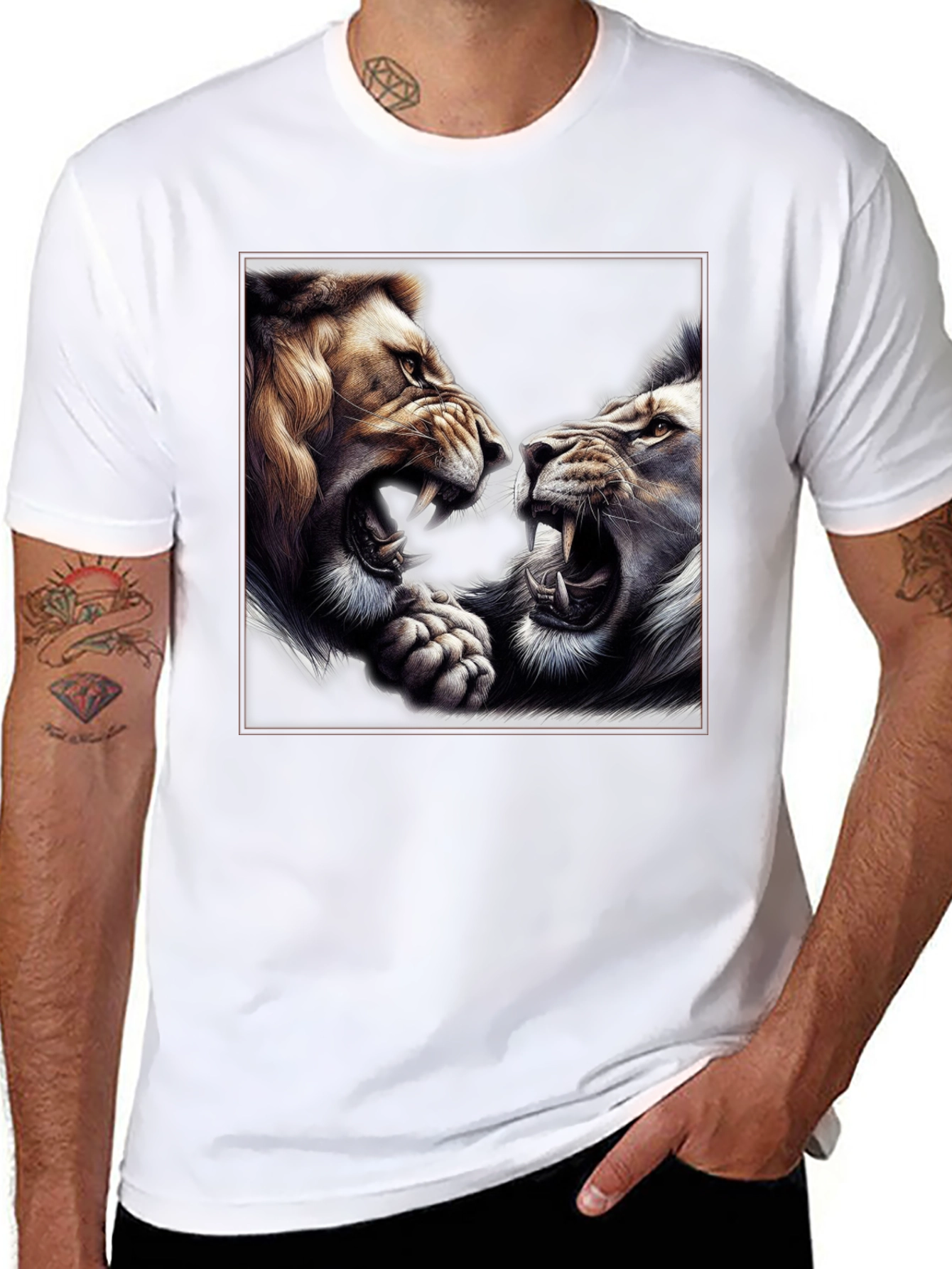 Roaring Lions Graphic T-Shirt - Bold Animal Print