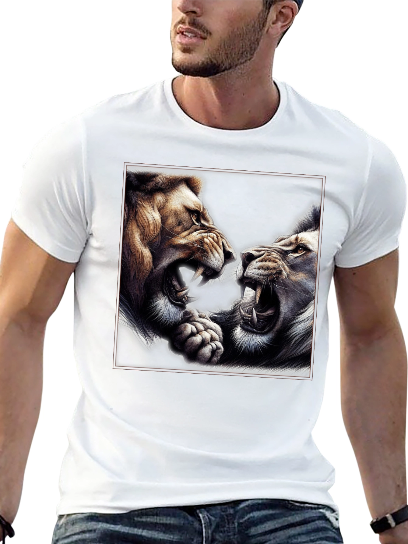 Roaring Lions Graphic T-Shirt - Bold Animal Print