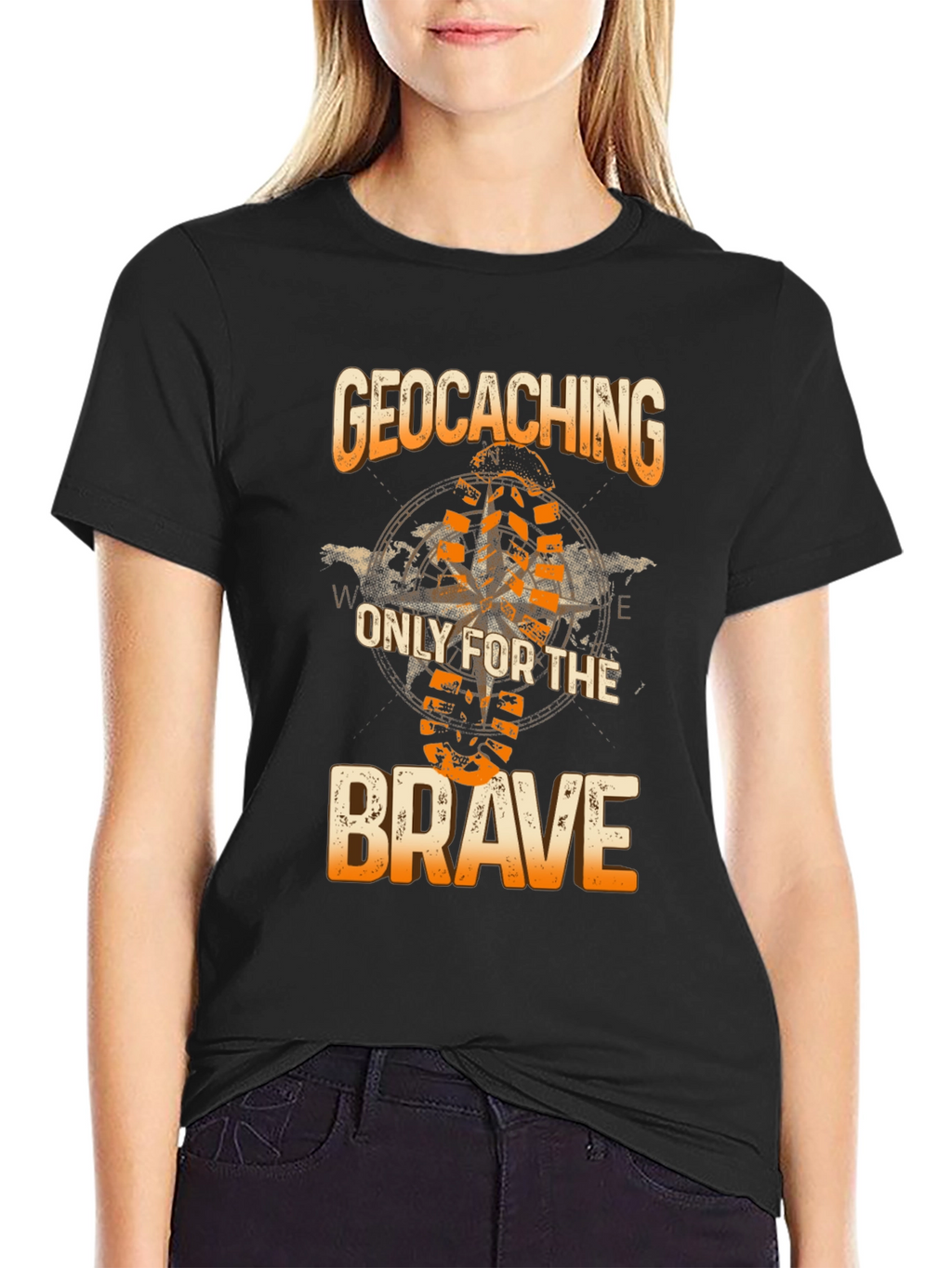Geocaching Only for the Brave Black T-Shirt