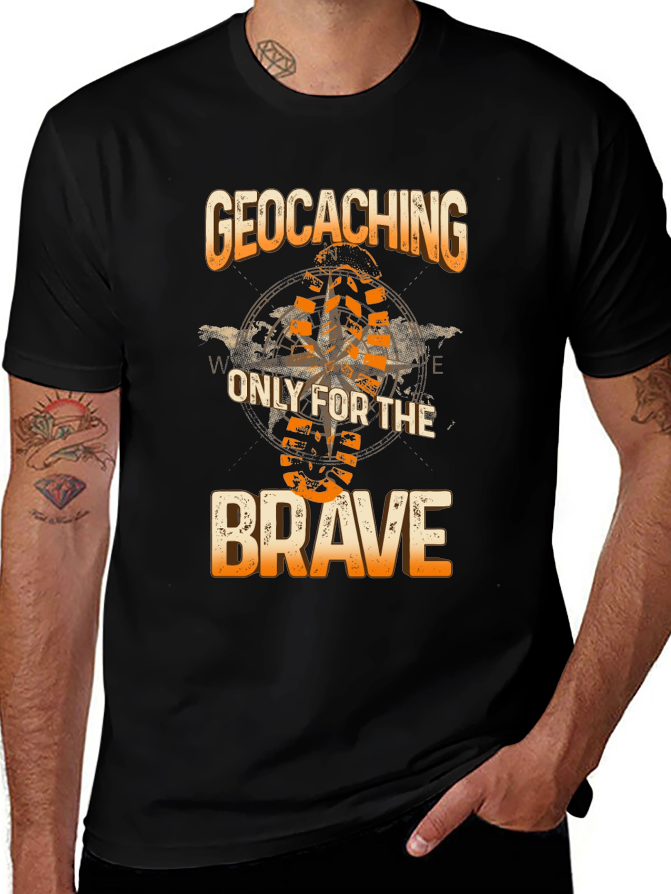 Geocaching Only for the Brave Black T-Shirt