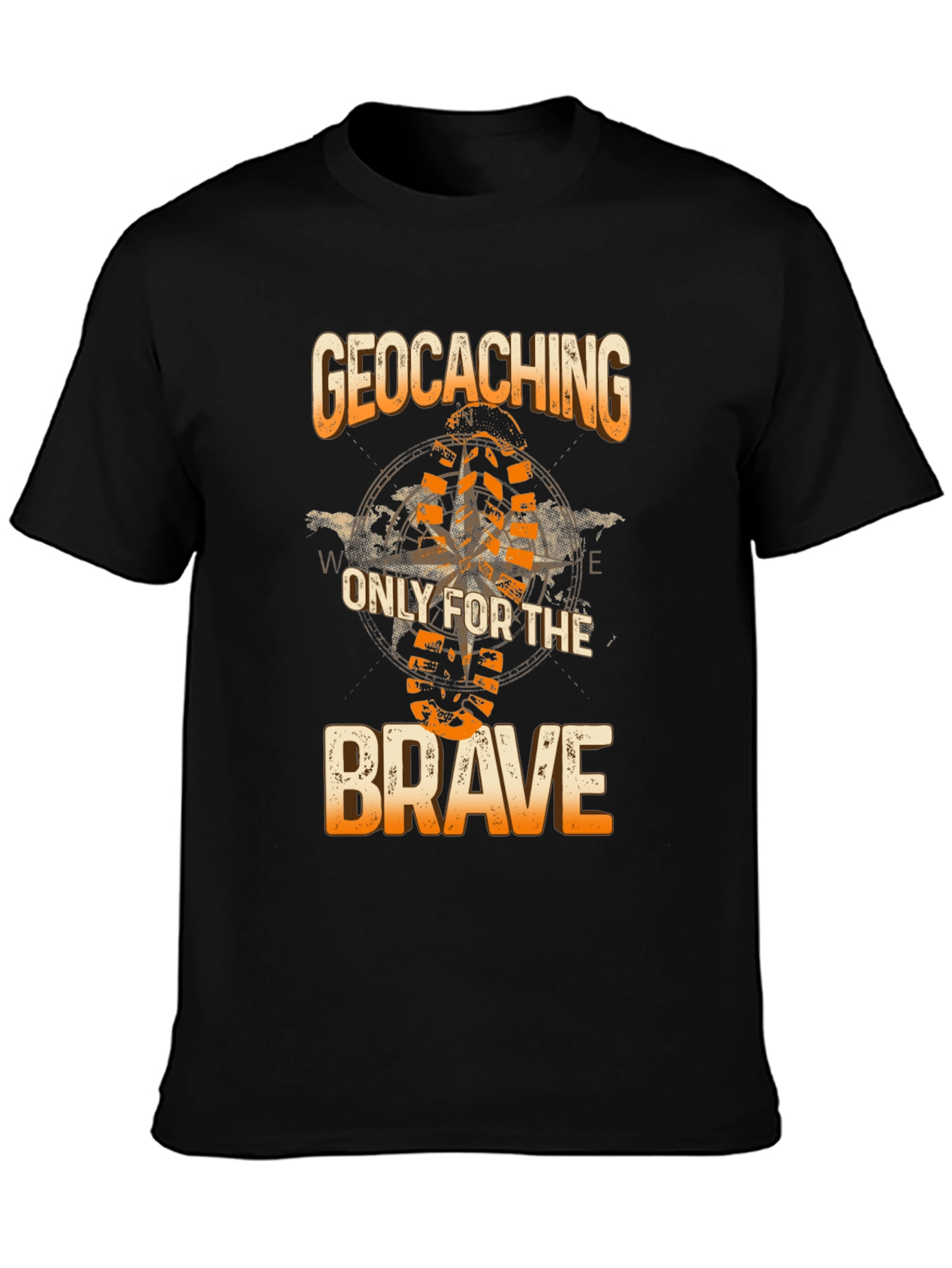 Geocaching Only for the Brave Black T-Shirt