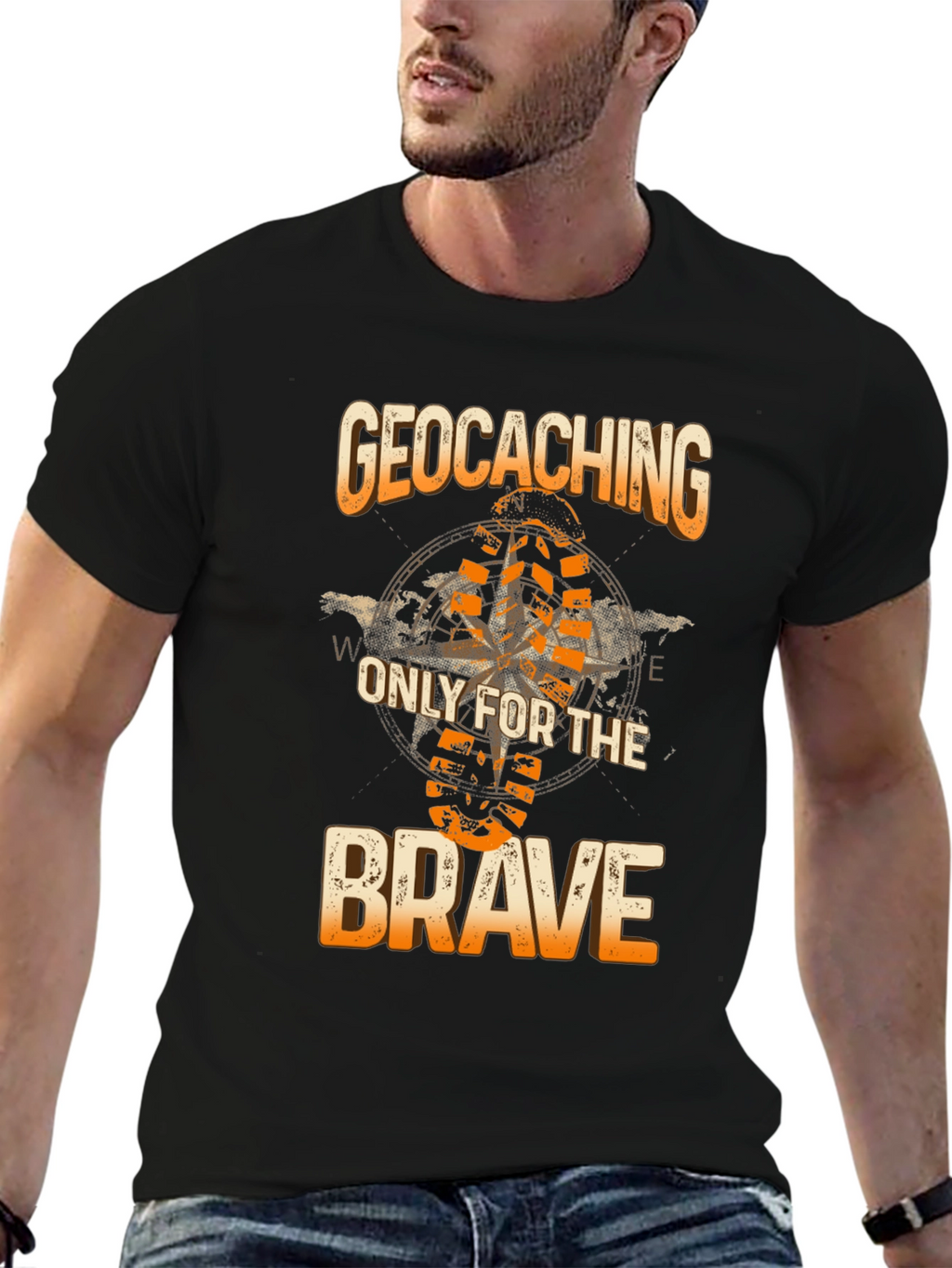 Geocaching Only for the Brave Black T-Shirt