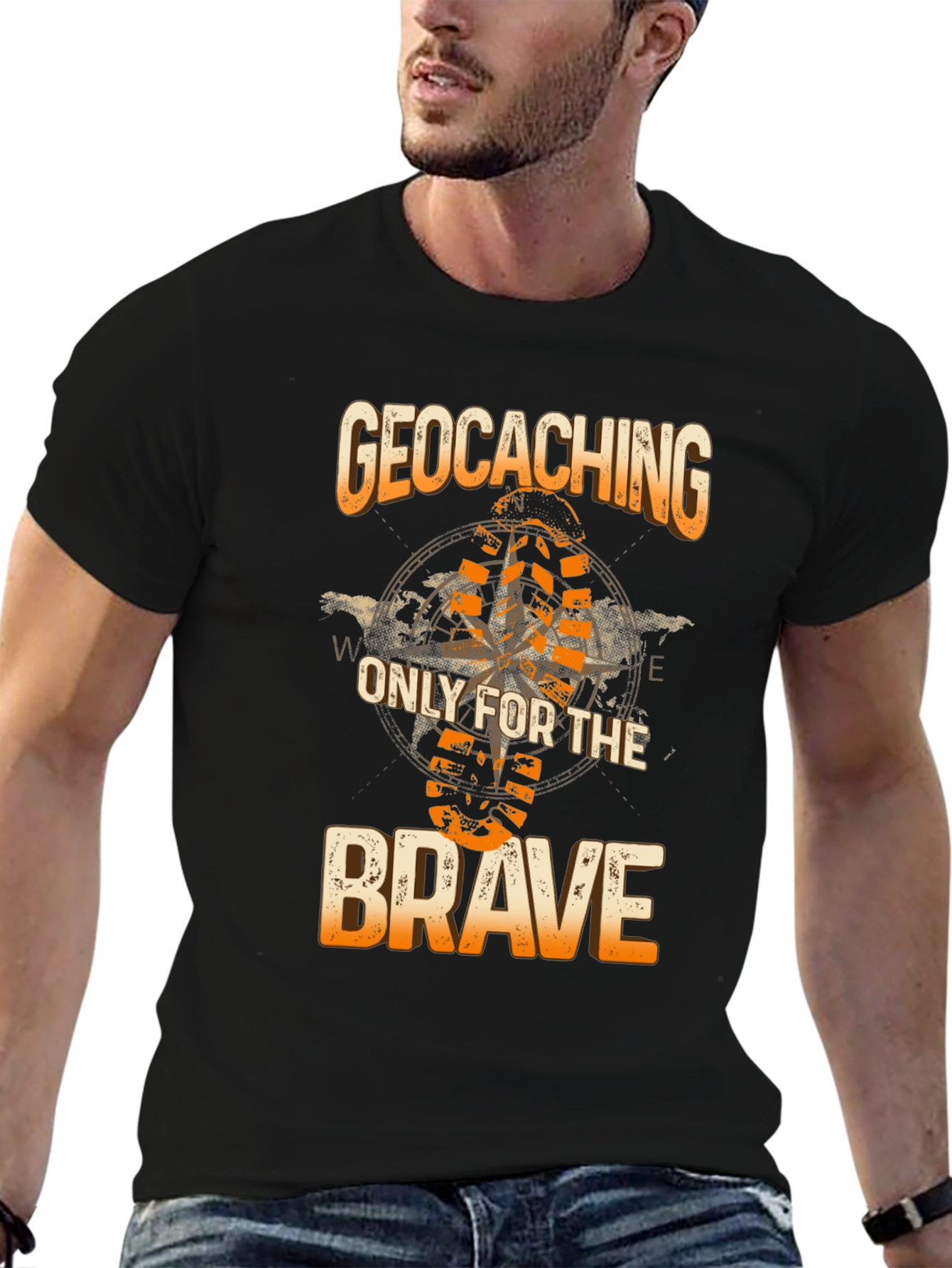 Geocaching Only for the Brave Black T-Shirt