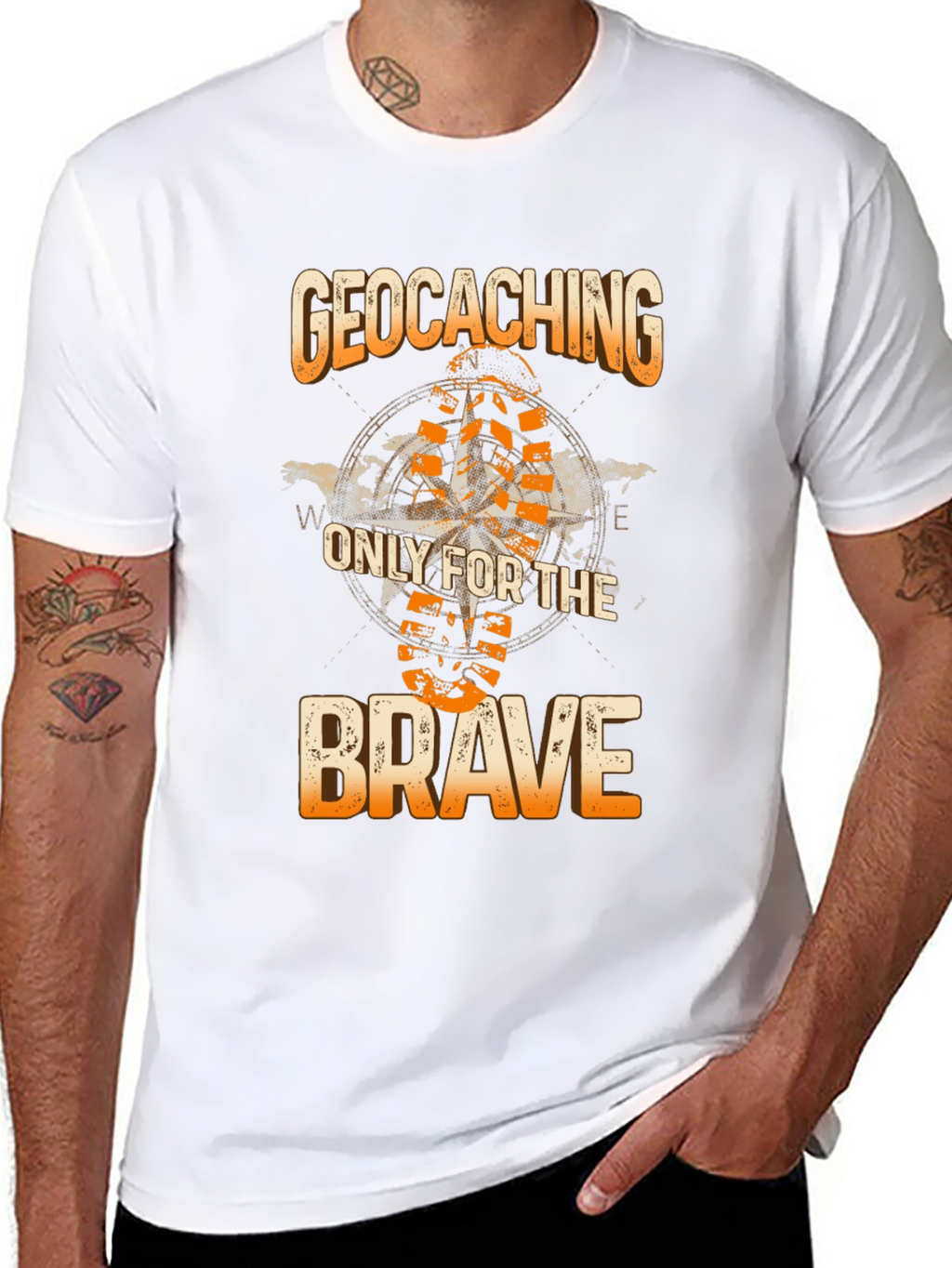 Geocaching Only for the Brave Black T-Shirt