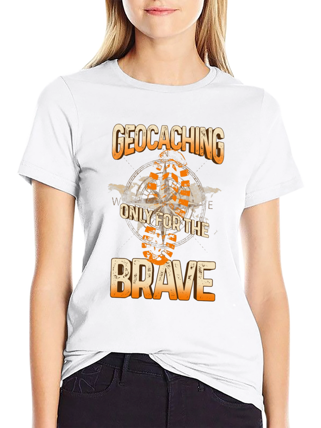Geocaching Only for the Brave Black T-Shirt