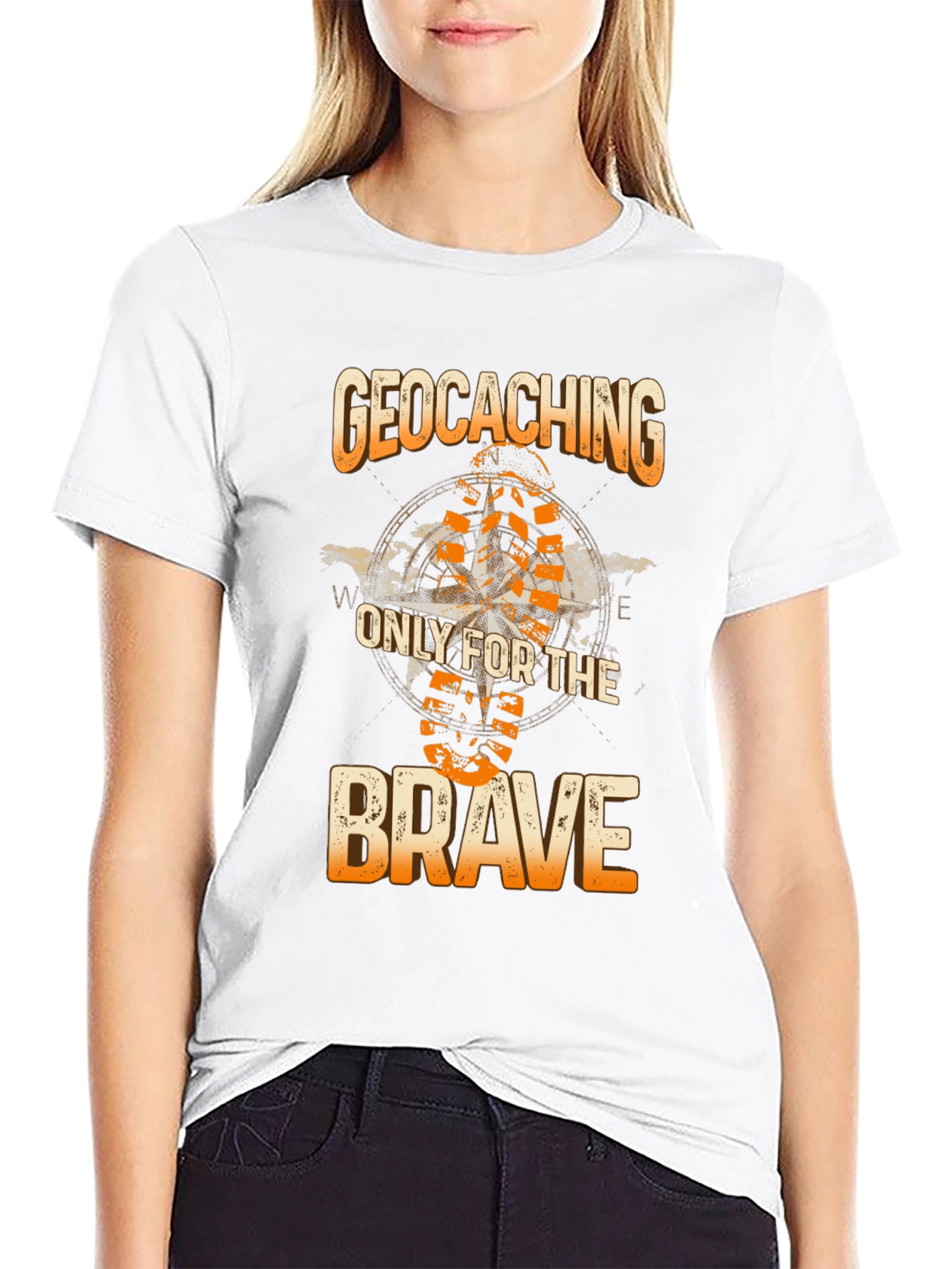 Geocaching Only for the Brave Black T-Shirt