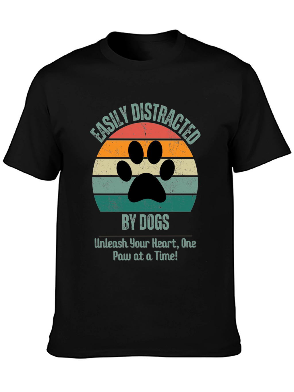 Easily Distracted By Dogs Black T-Shirt