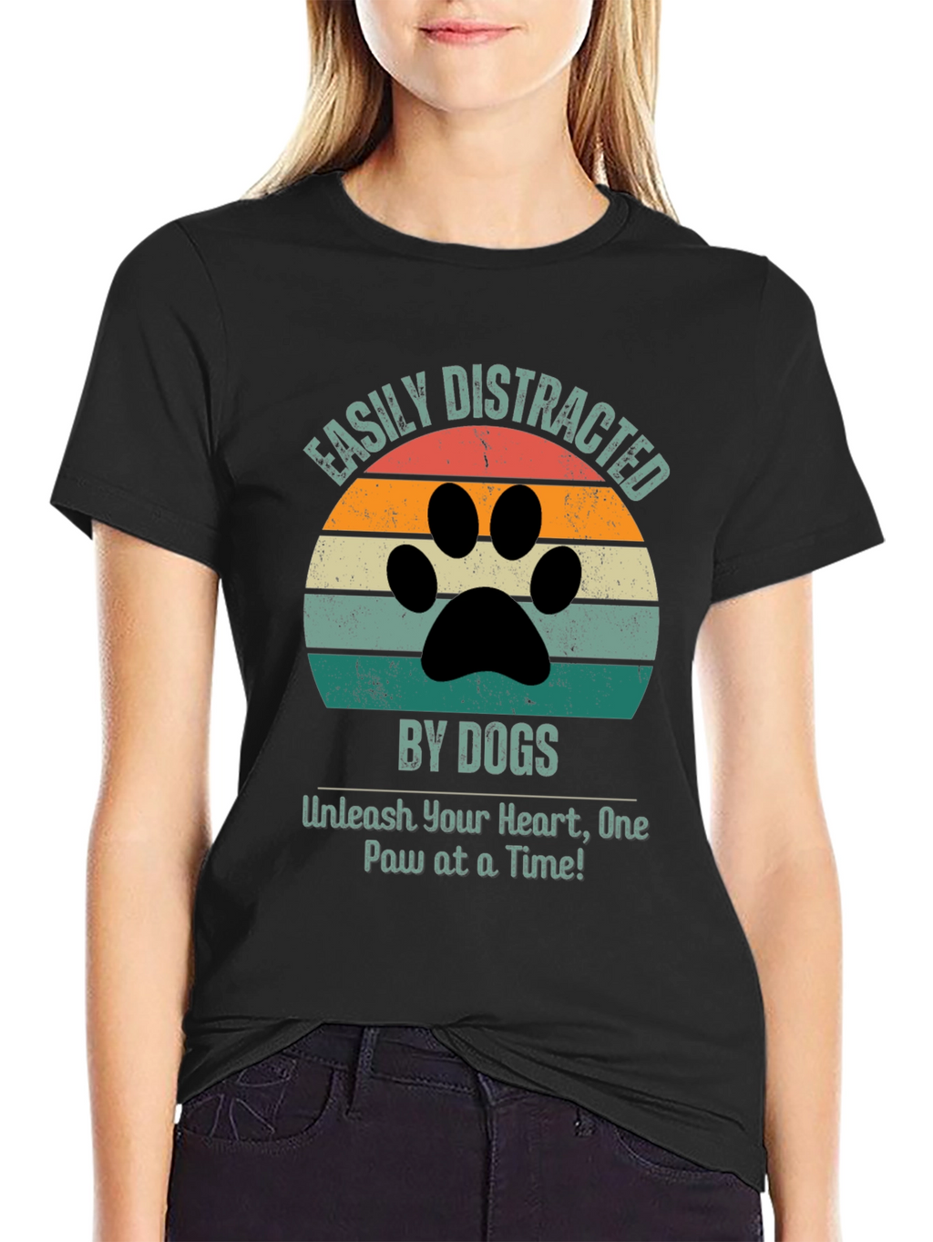 Easily Distracted By Dogs Black T-Shirt