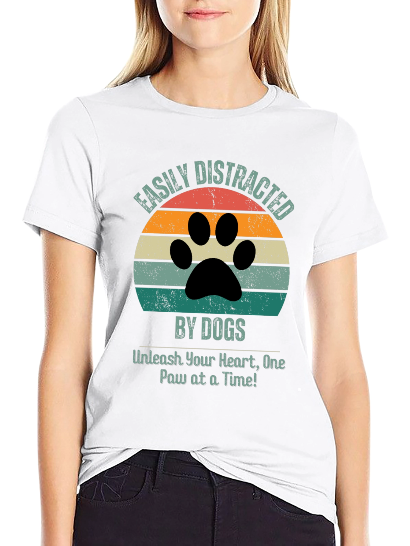Easily Distracted By Dogs Black T-Shirt