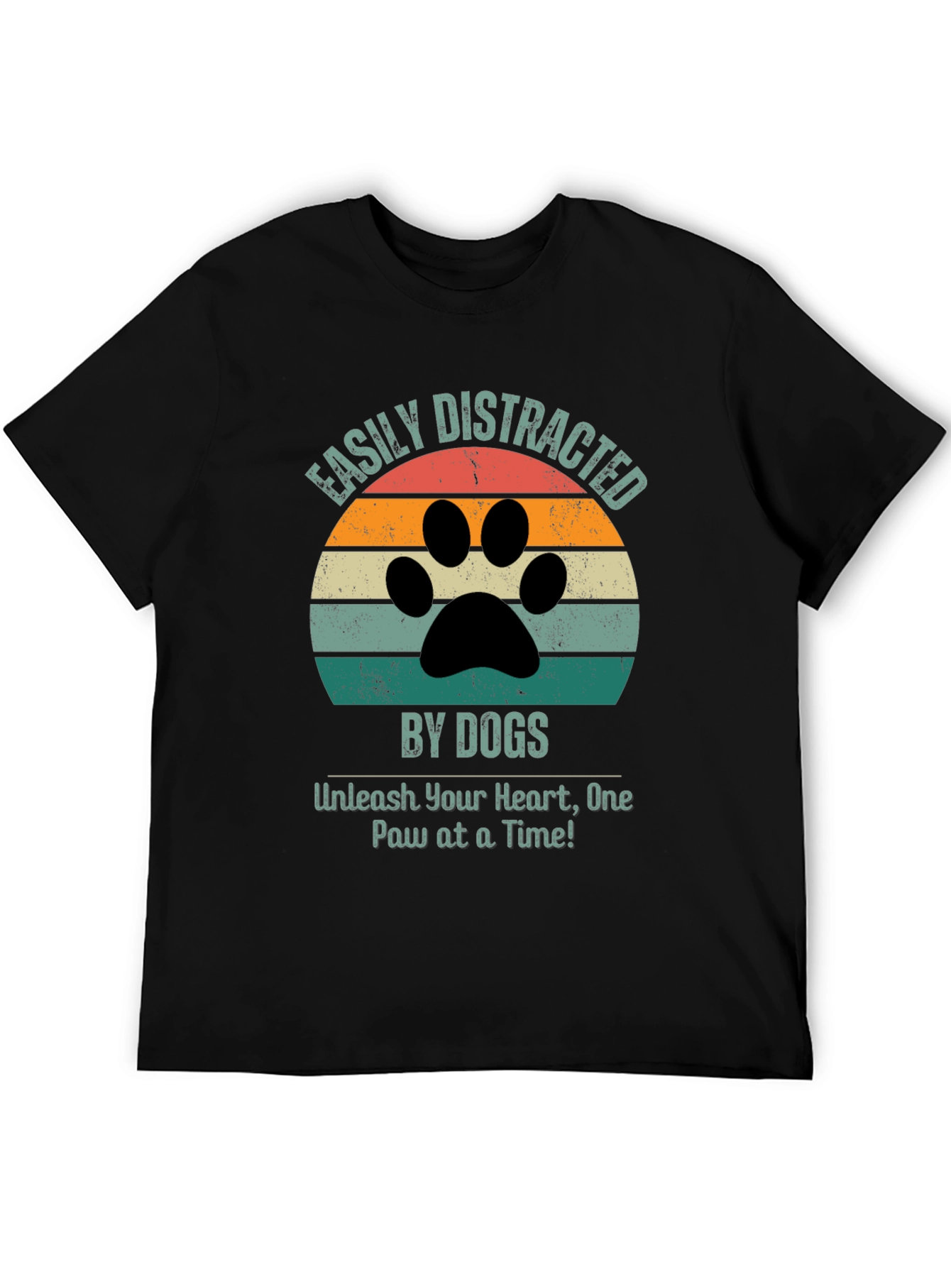 Easily Distracted By Dogs Black T-Shirt