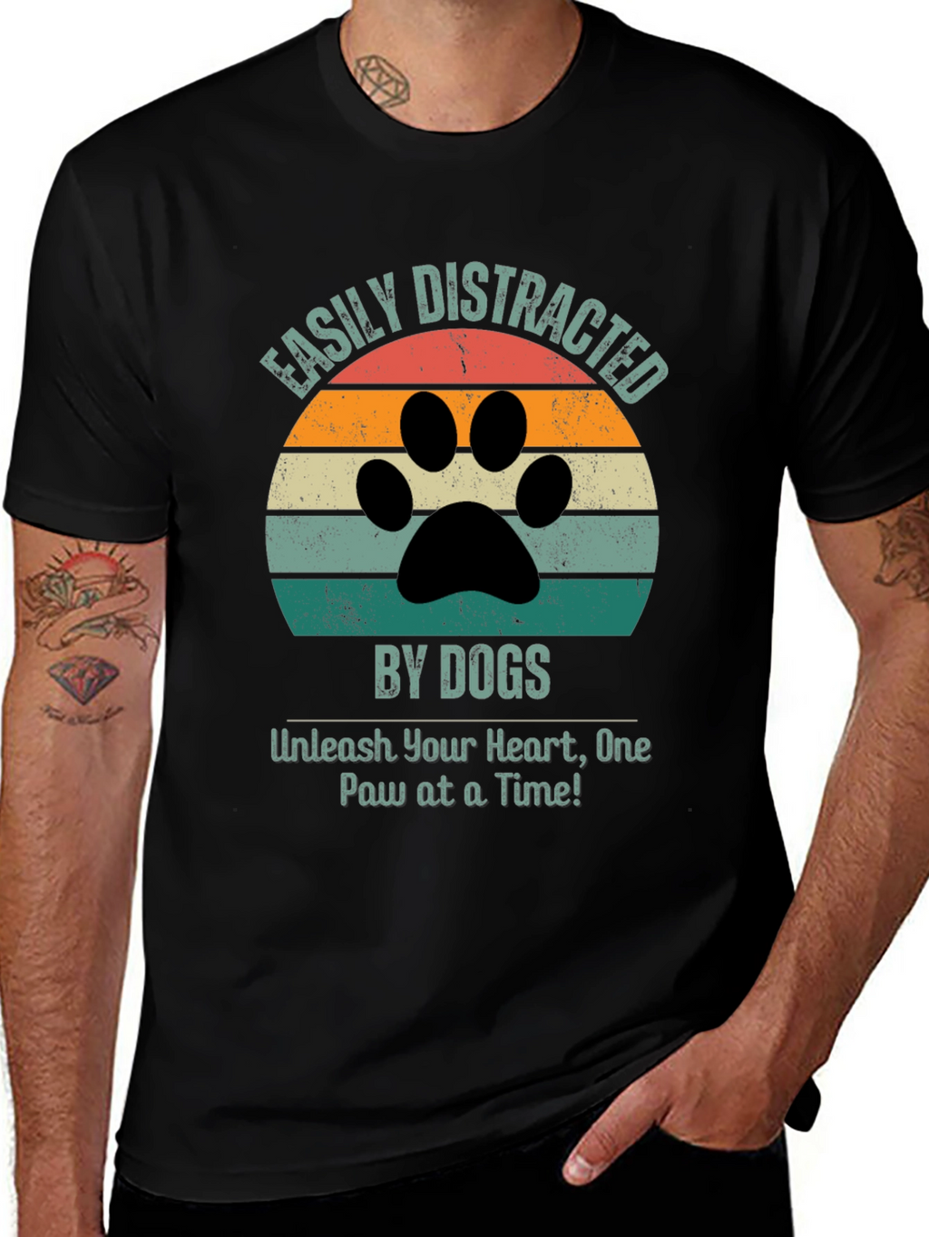 Easily Distracted By Dogs Black T-Shirt
