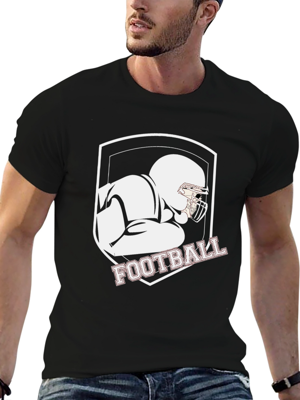 Football Player Graphic Tee - Black