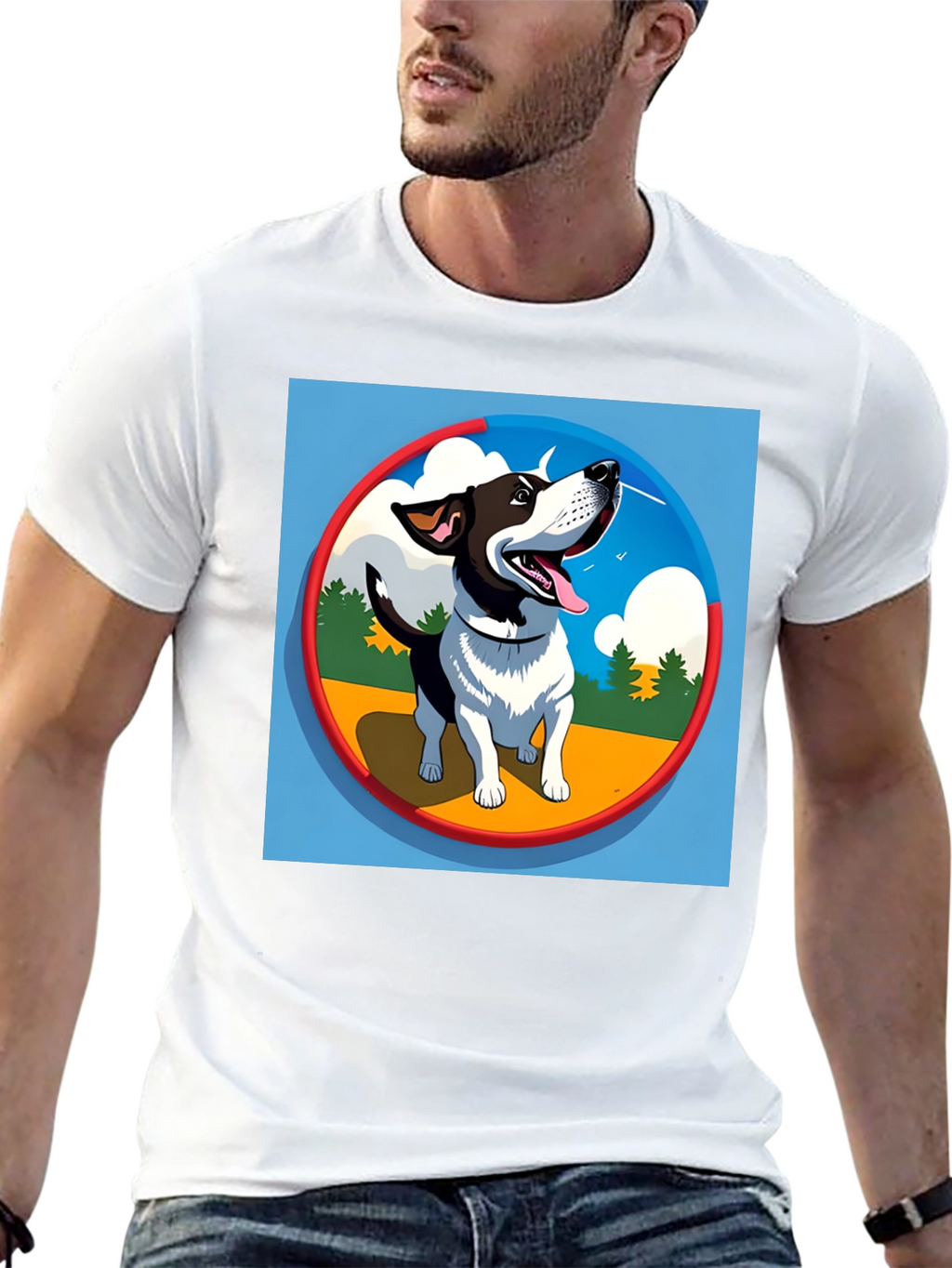 Dog Cartoon Graphic T-Shirt - Black