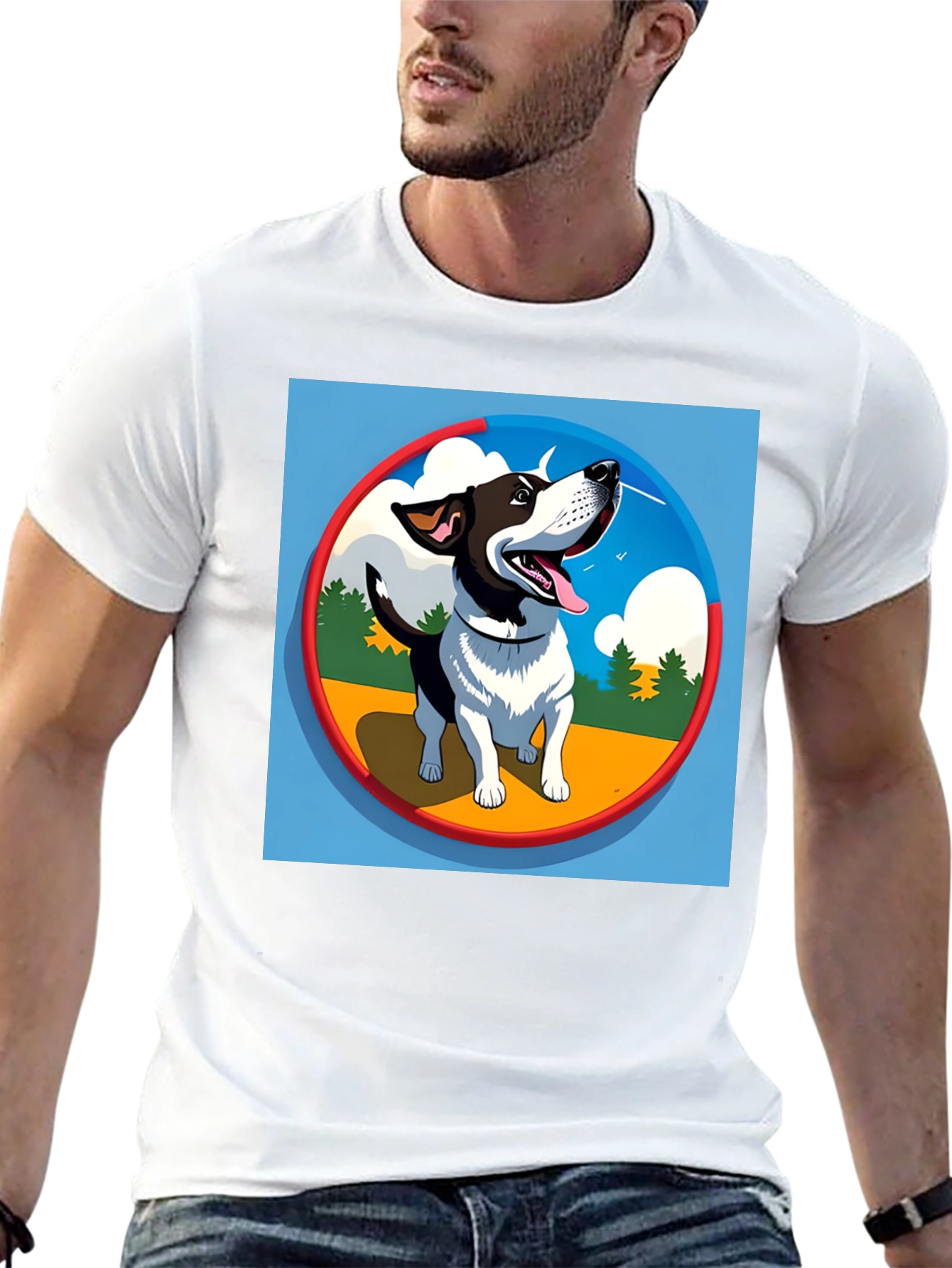 Dog Cartoon Graphic T-Shirt - Black