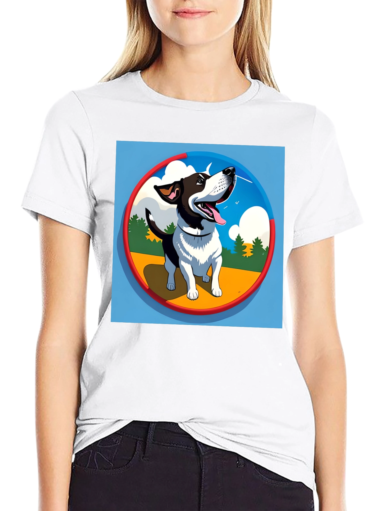 Dog Cartoon Graphic T-Shirt - Black
