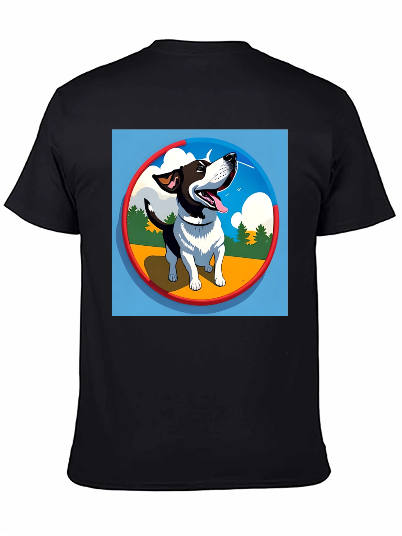 Dog Cartoon Graphic T-Shirt - Black