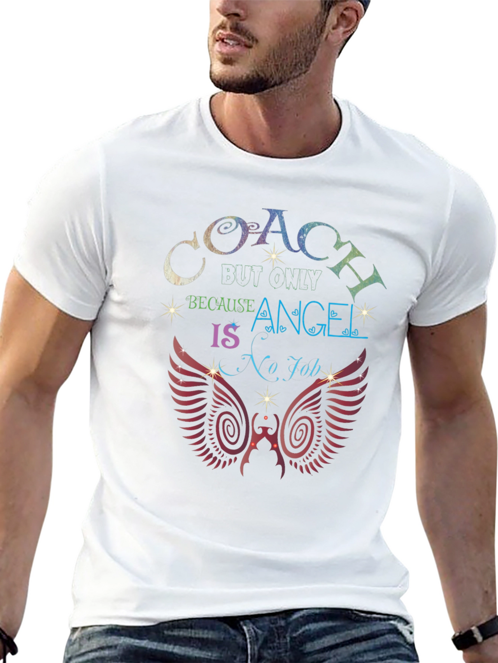 Coach Because Angel is No Job Black T-Shirt
