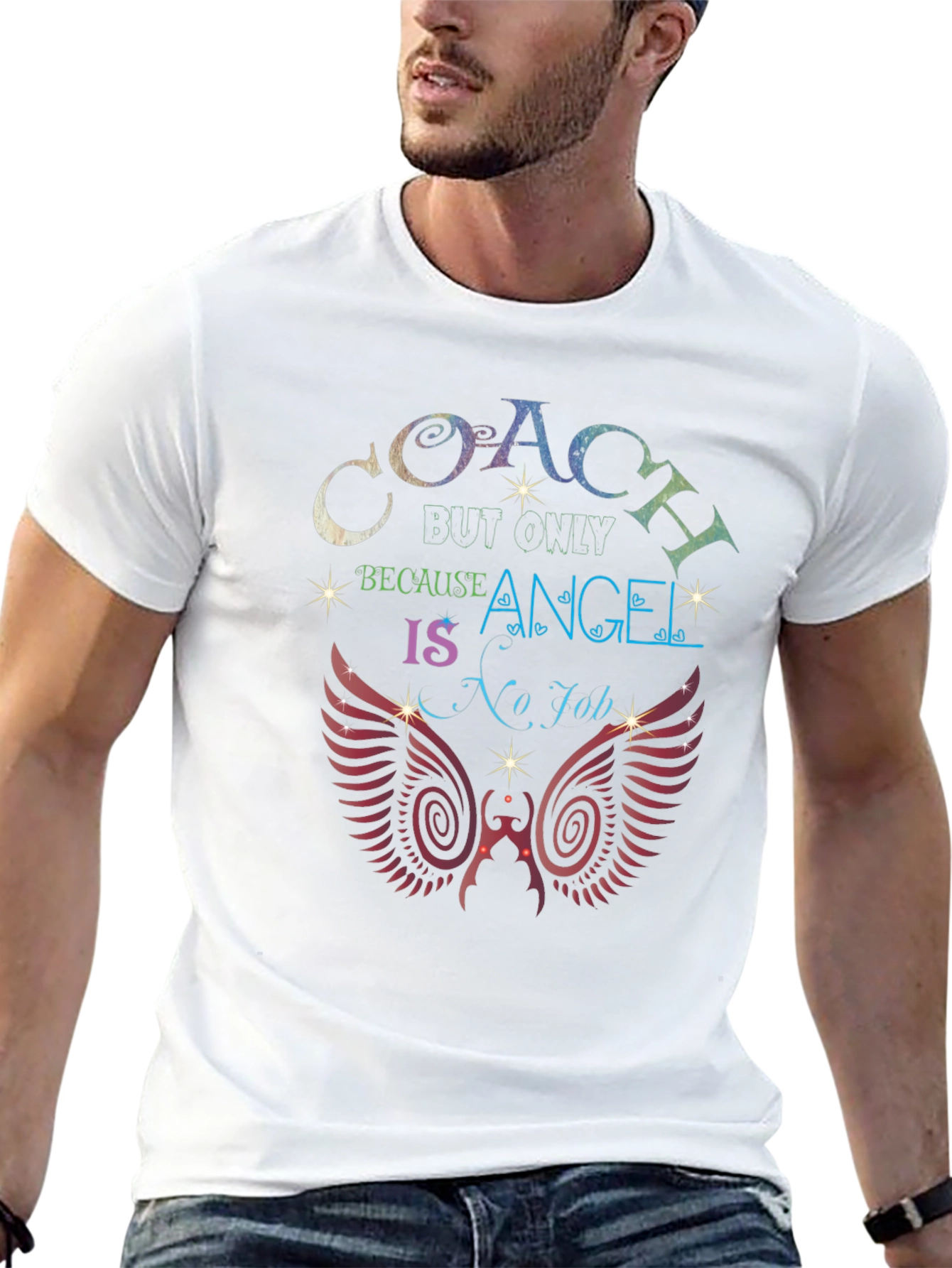 Coach Because Angel is No Job Black T-Shirt