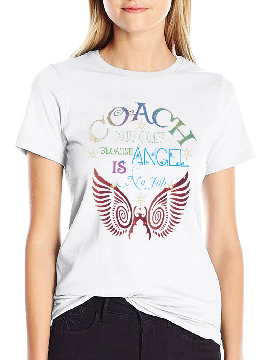 Coach Because Angel is No Job Black T-Shirt