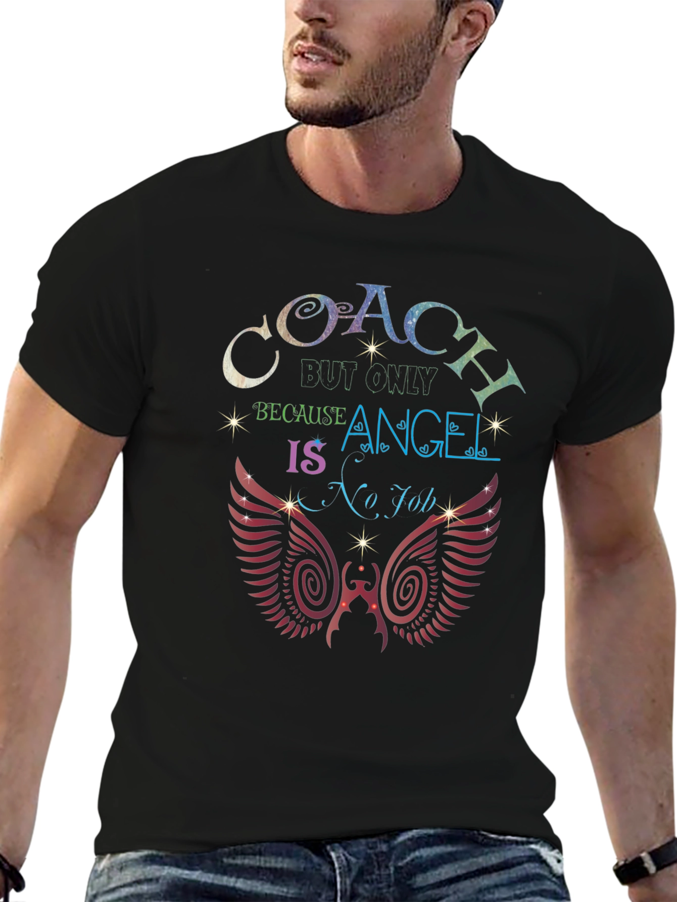 Coach Because Angel is No Job Black T-Shirt
