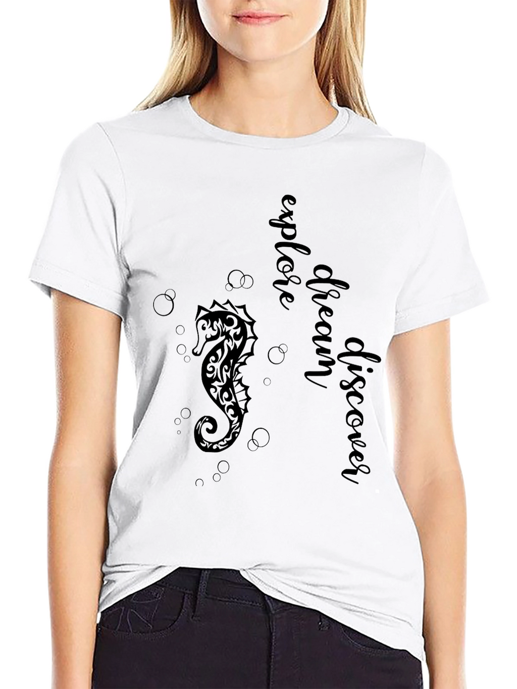 Explore Seahorse Graphic Tee - Black