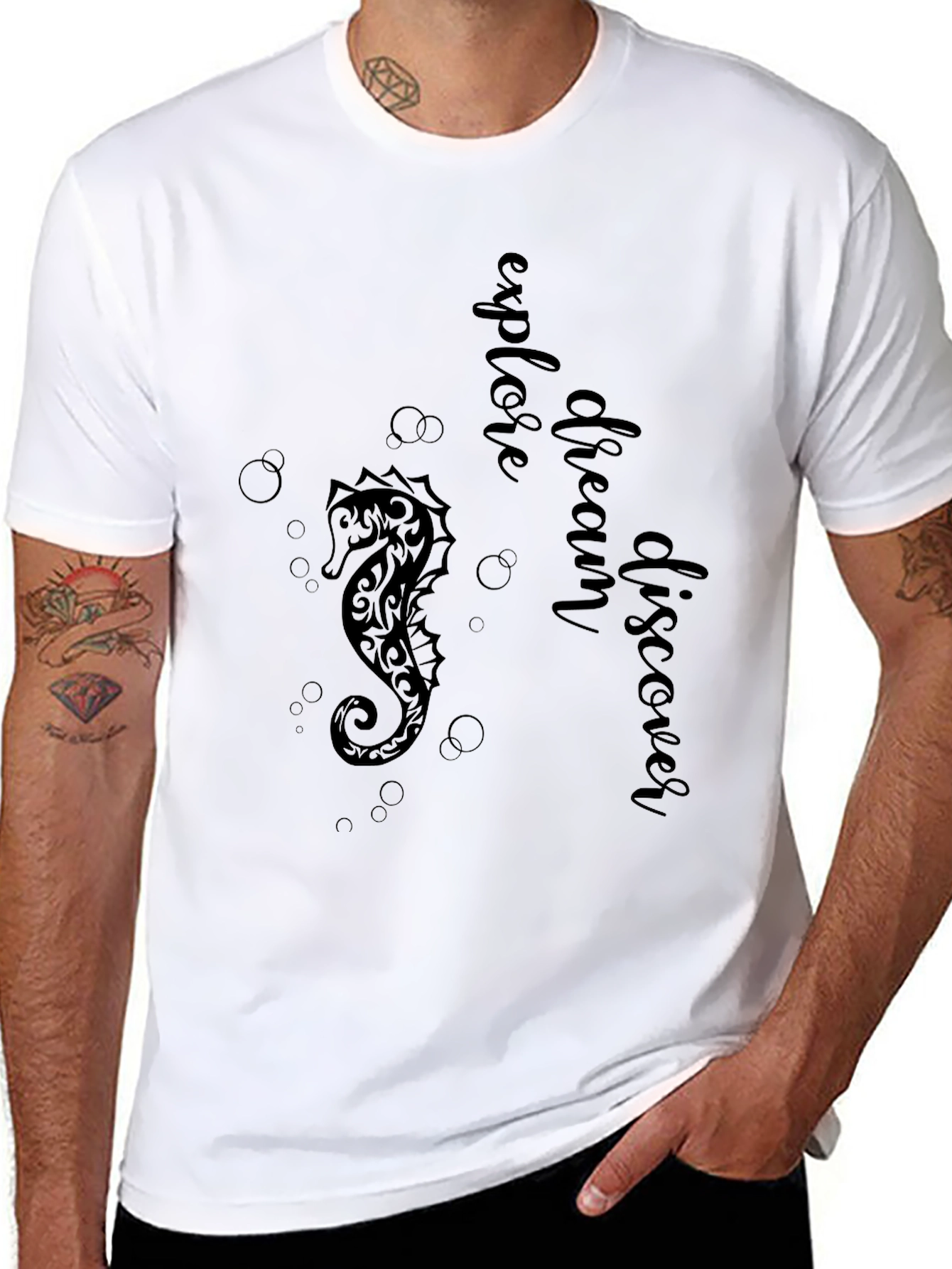 Explore Seahorse Graphic Tee - Black