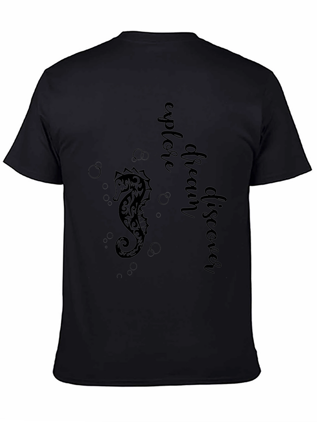 Explore Seahorse Graphic Tee - Black