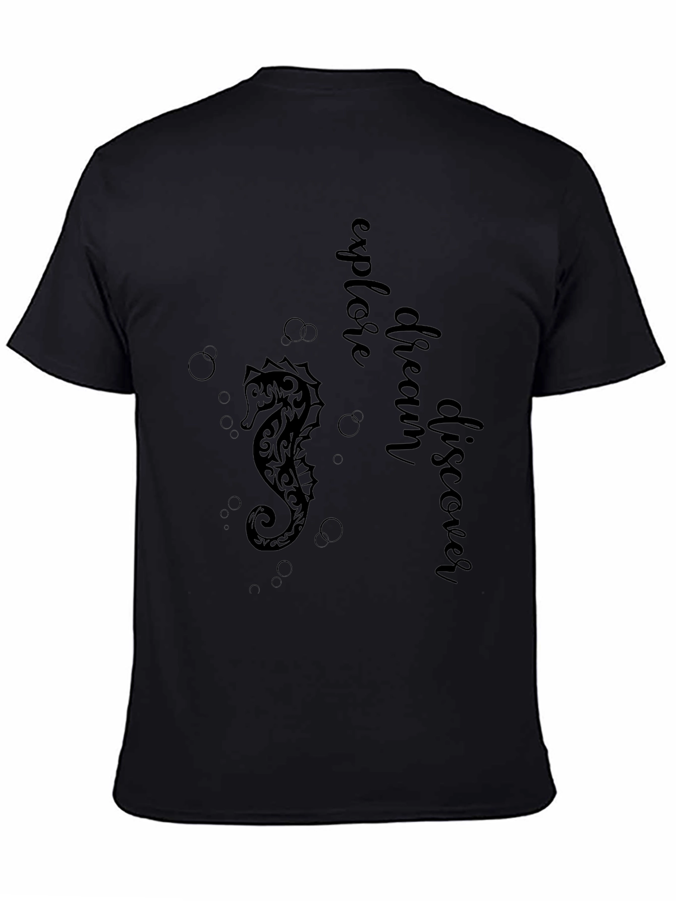 Explore Seahorse Graphic Tee - Black