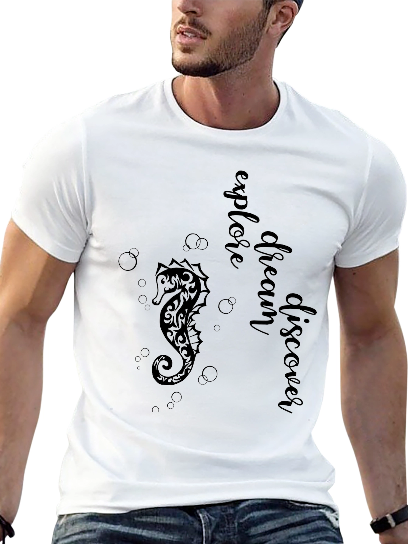 Explore Seahorse Graphic Tee - Black