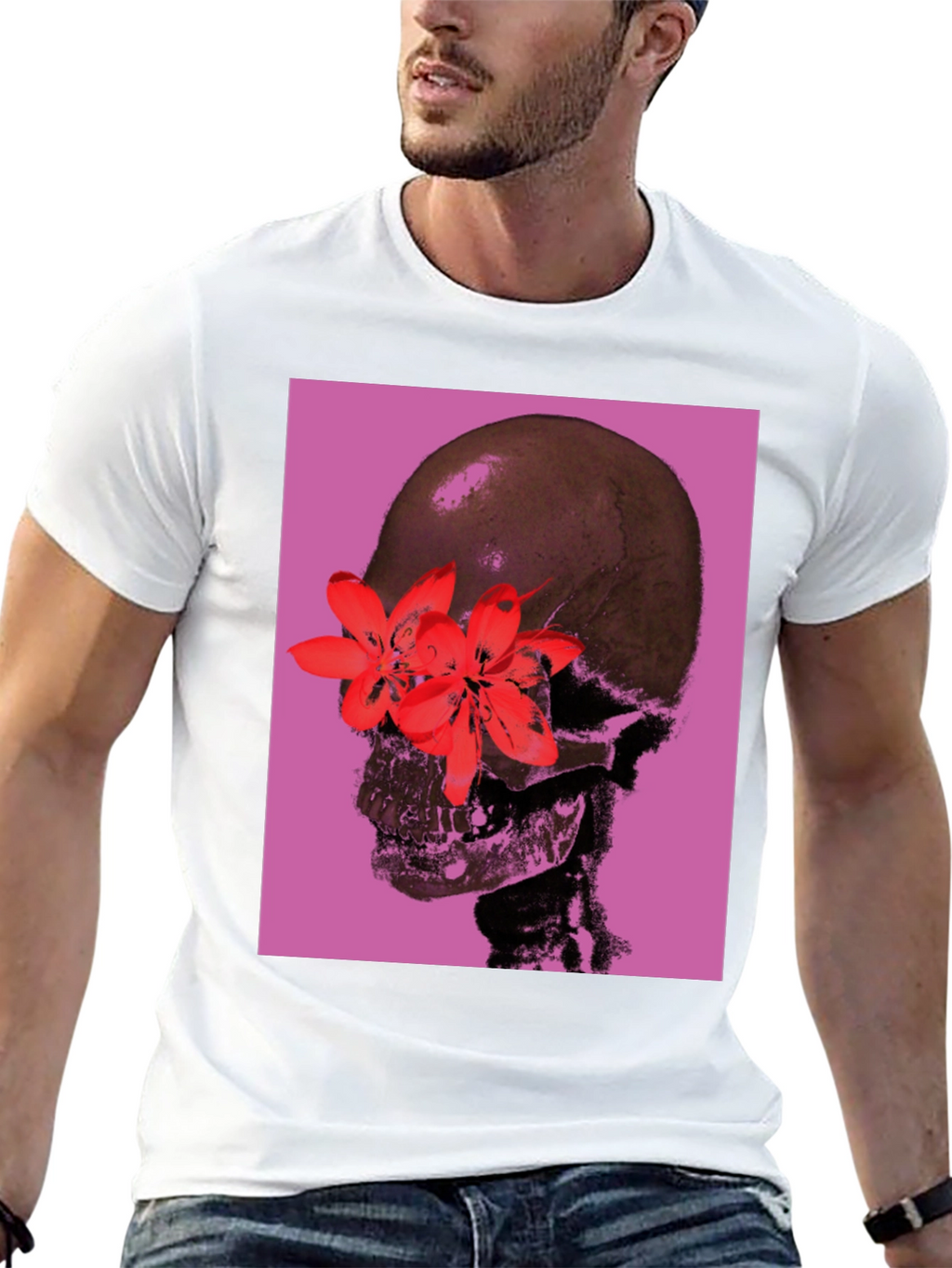 Skull & Flower Graphic T-Shirt