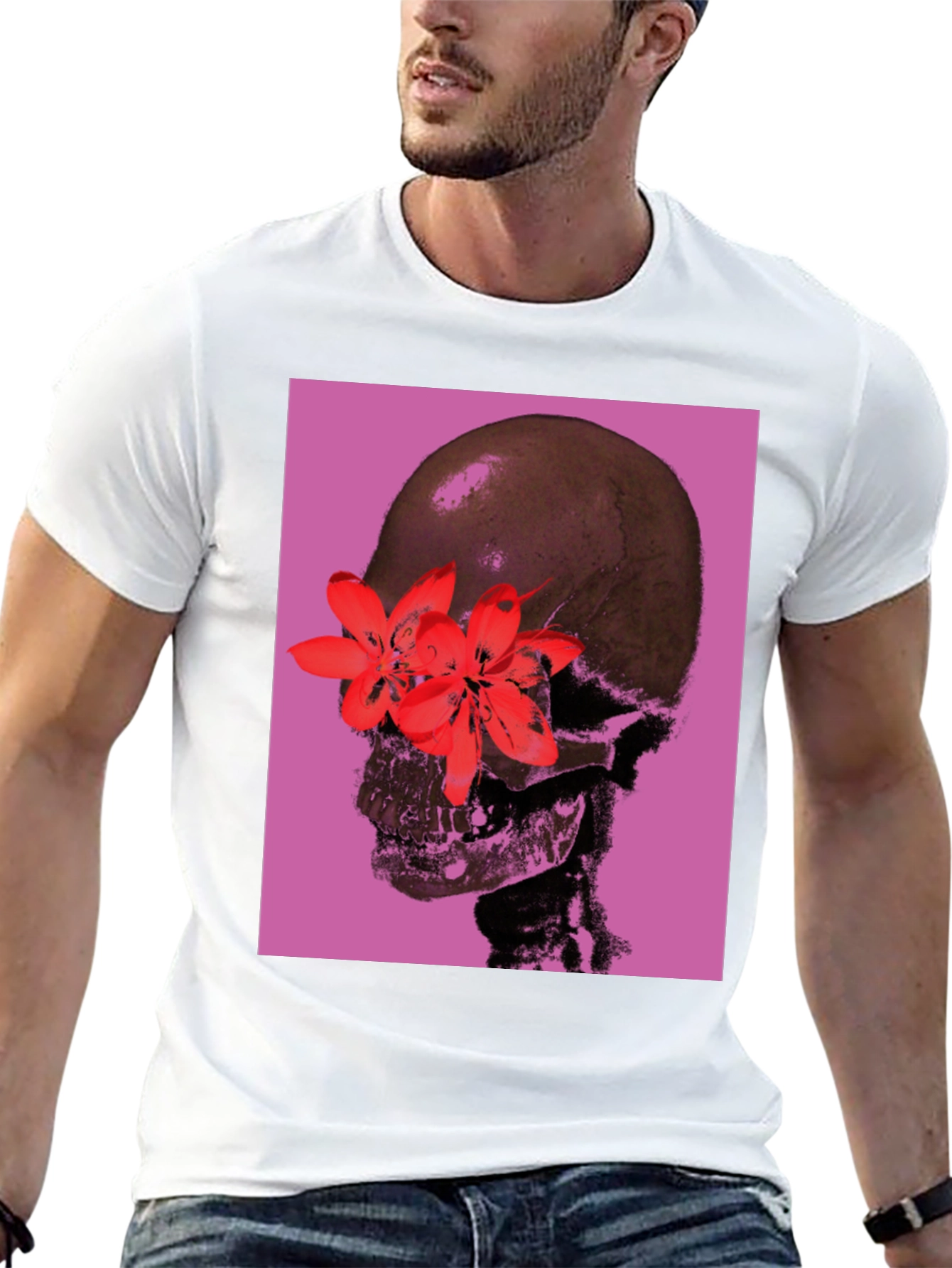 Skull & Flower Graphic T-Shirt