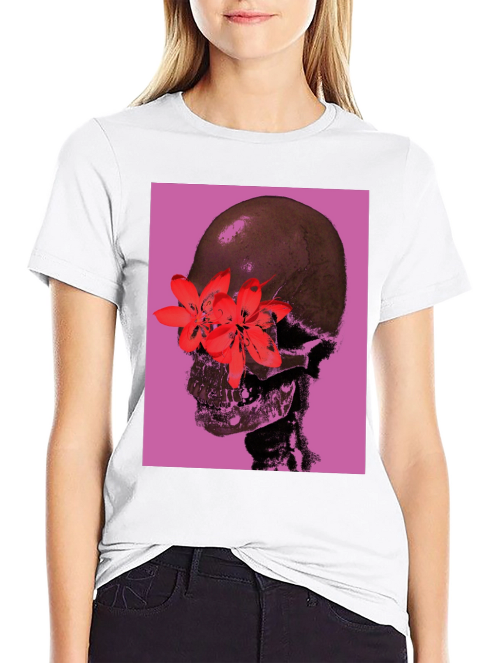 Skull & Flower Graphic T-Shirt