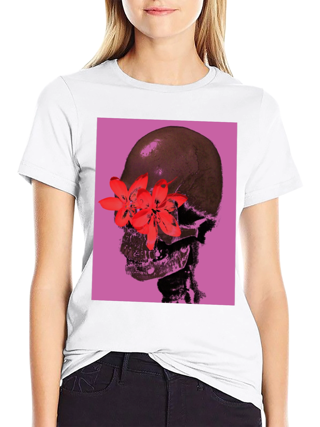 Skull & Flower Graphic T-Shirt
