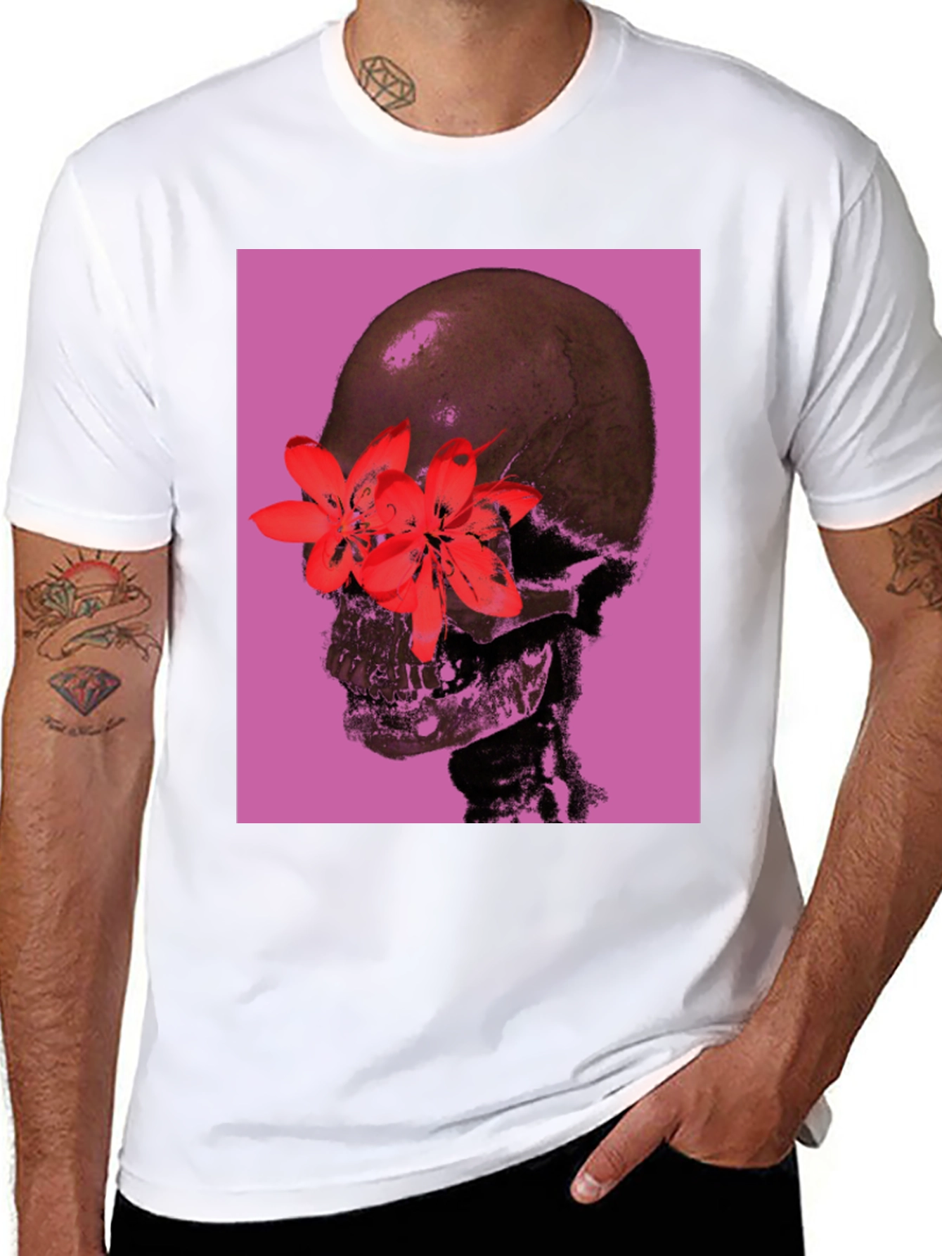 Skull & Flower Graphic T-Shirt
