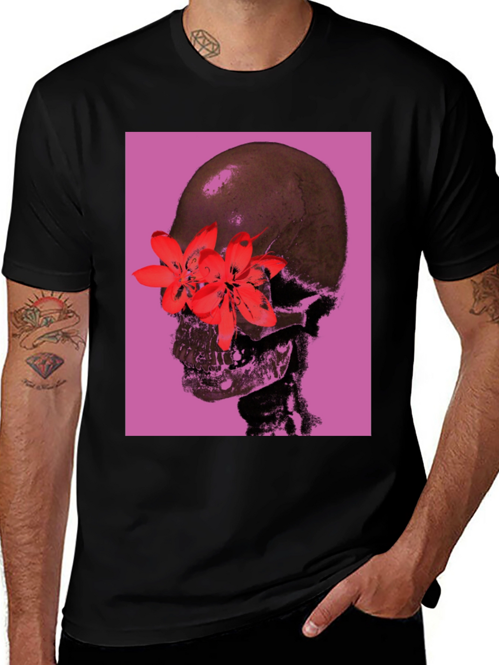 Skull & Flower Graphic T-Shirt
