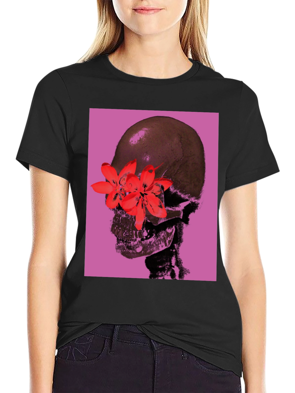 Skull & Flower Graphic T-Shirt