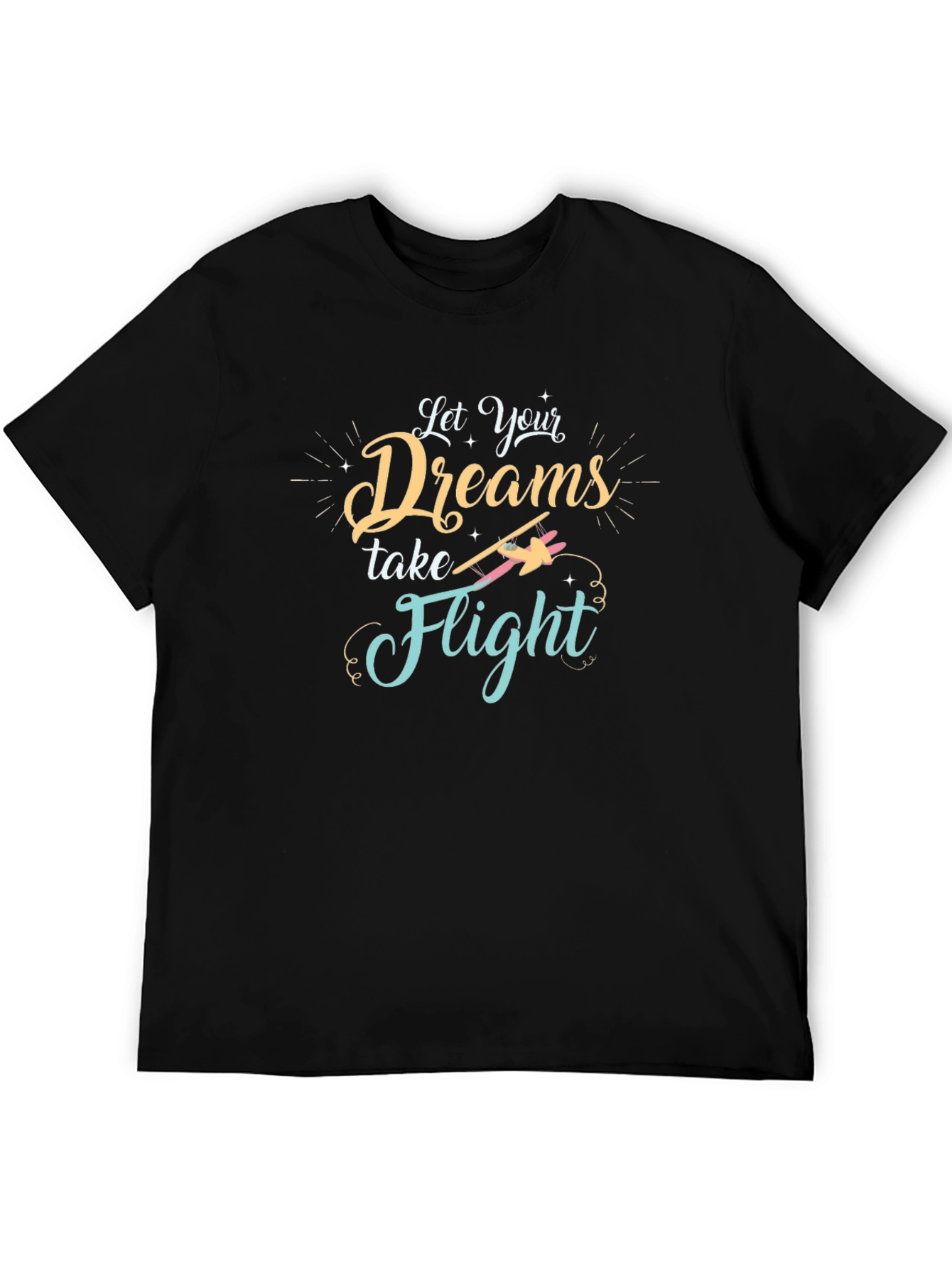 Dreams Take Flight Graphic Tee - Black Cotton T-Shirt