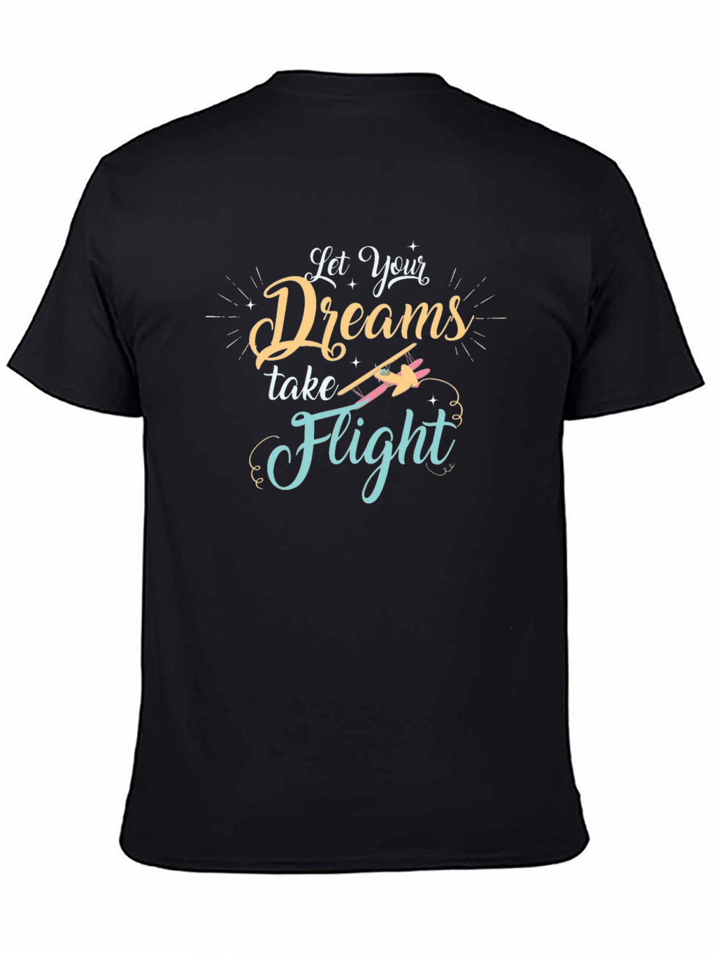 Dreams Take Flight Graphic Tee - Black Cotton T-Shirt