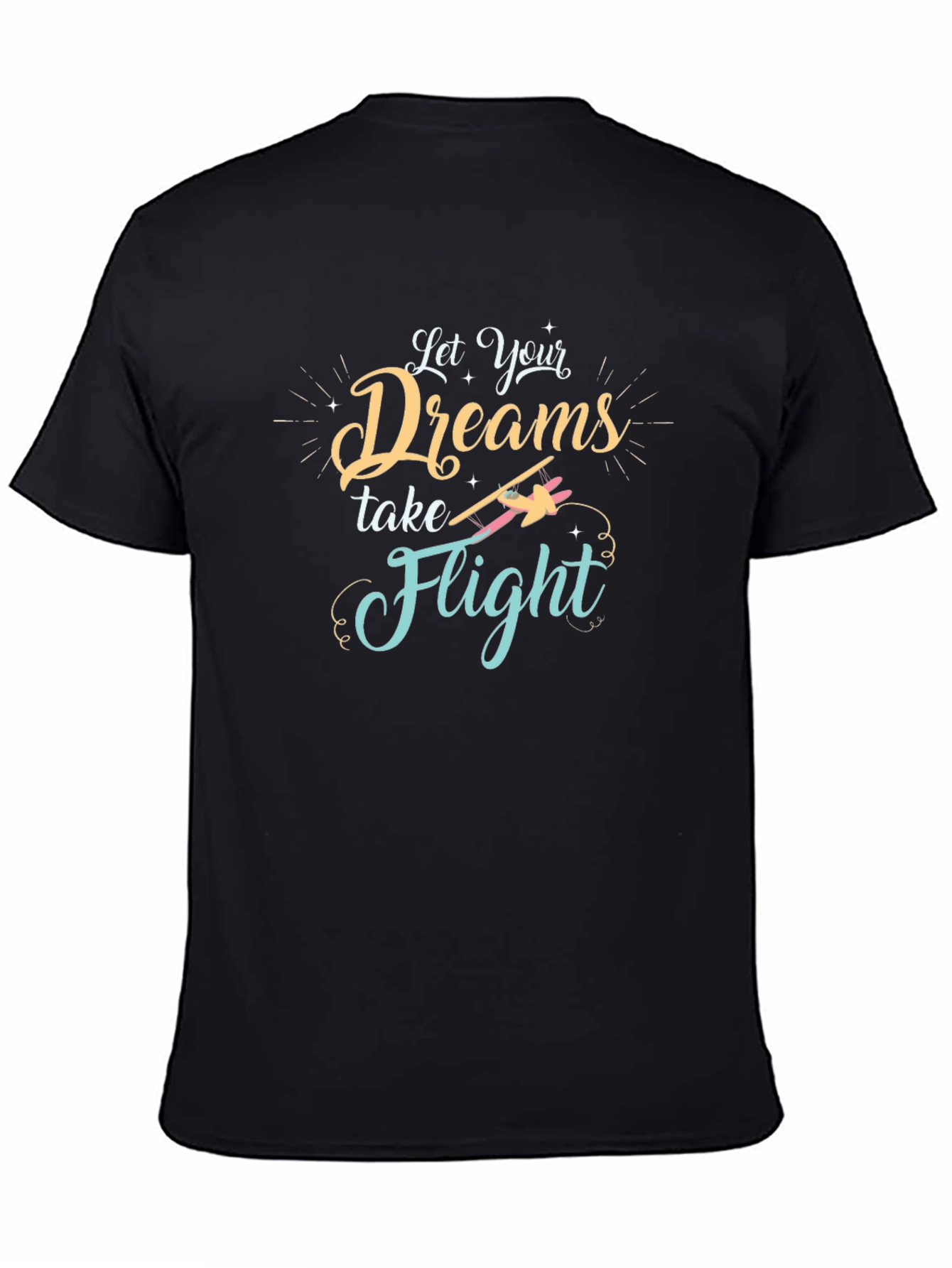 Dreams Take Flight Graphic Tee - Black Cotton T-Shirt