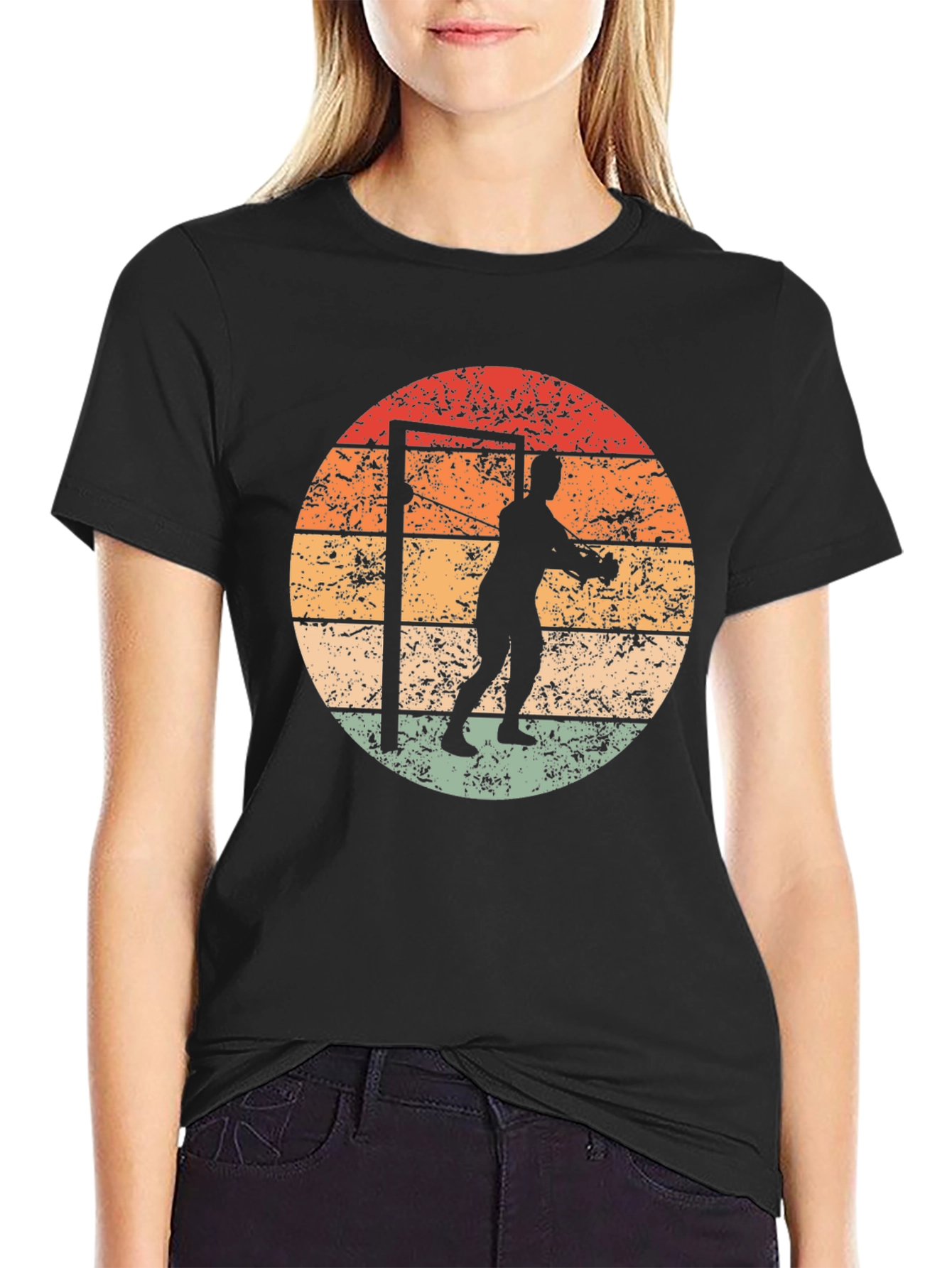 Retro Weightlifter T-Shirt - Black