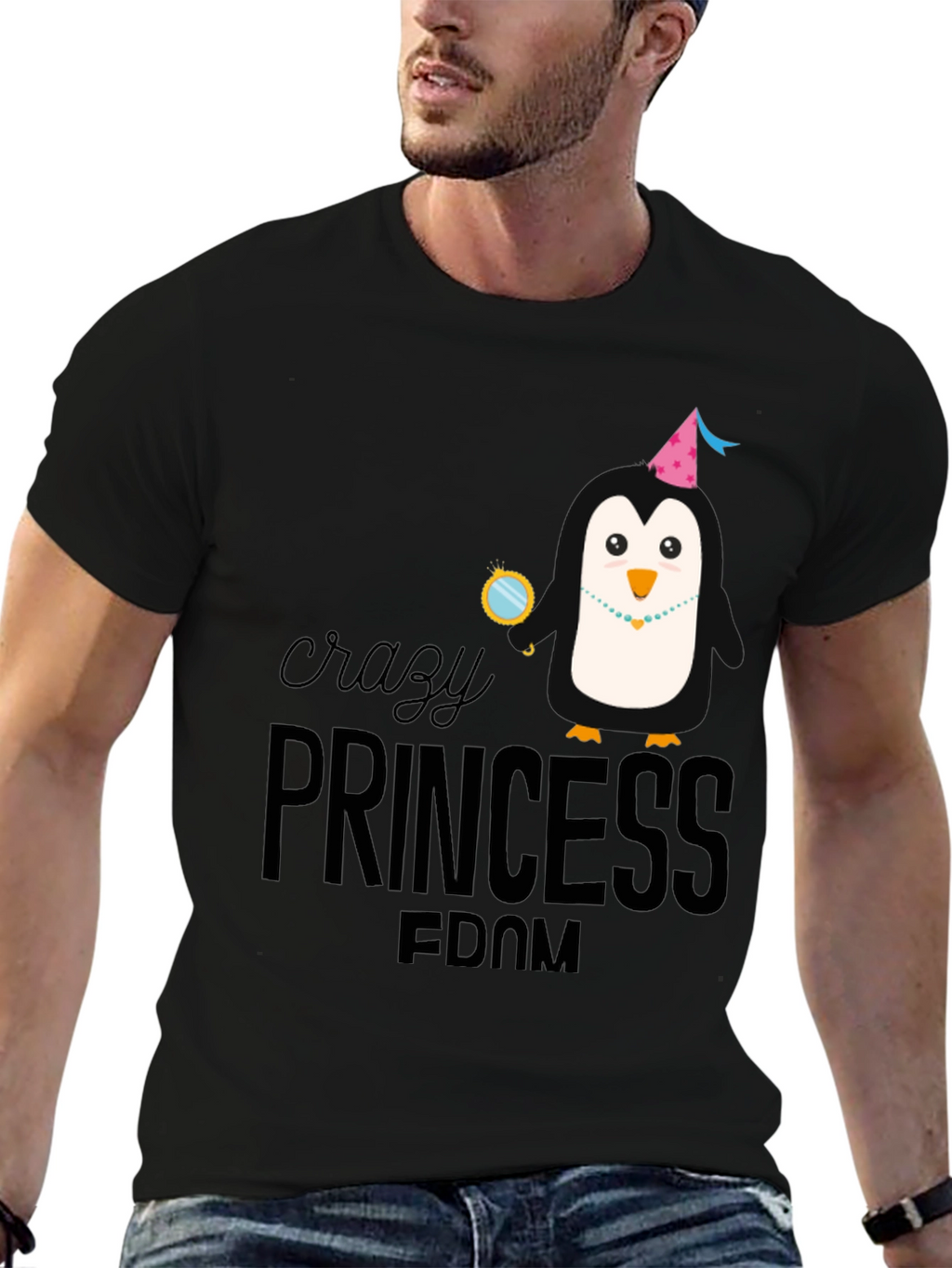 Crazy Princess Penguin T-Shirt - Fun Graphic Tee