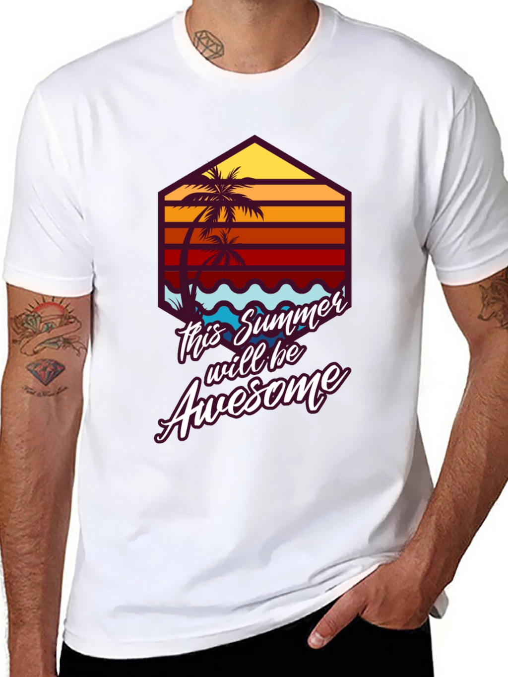 Awesome Summer Tee - Palm Tree Graphic T-Shirt