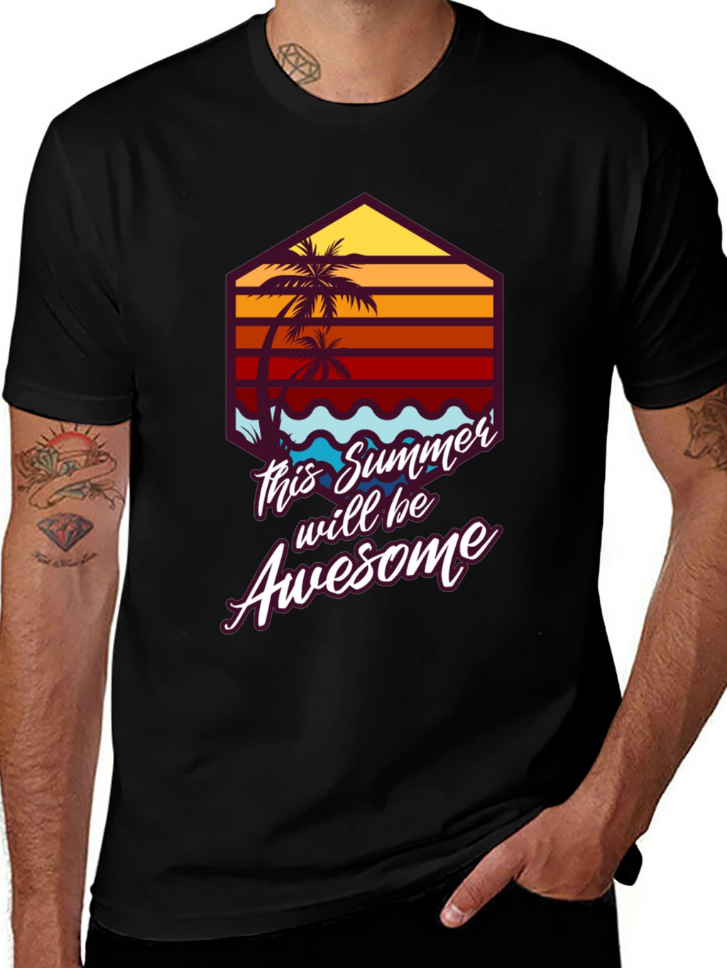 Awesome Summer Tee - Palm Tree Graphic T-Shirt