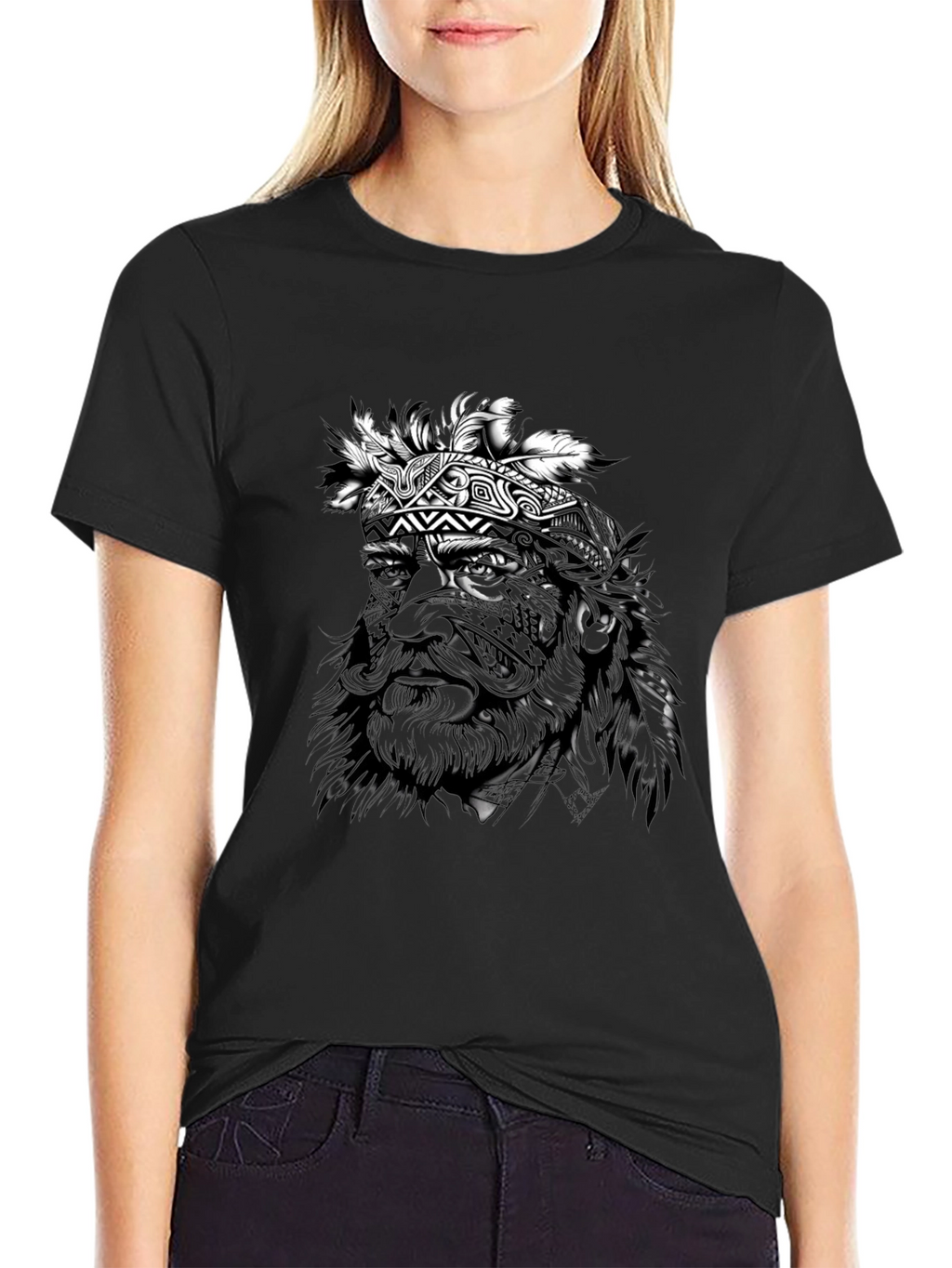Tribal Chief Graphic Black T-Shirt
