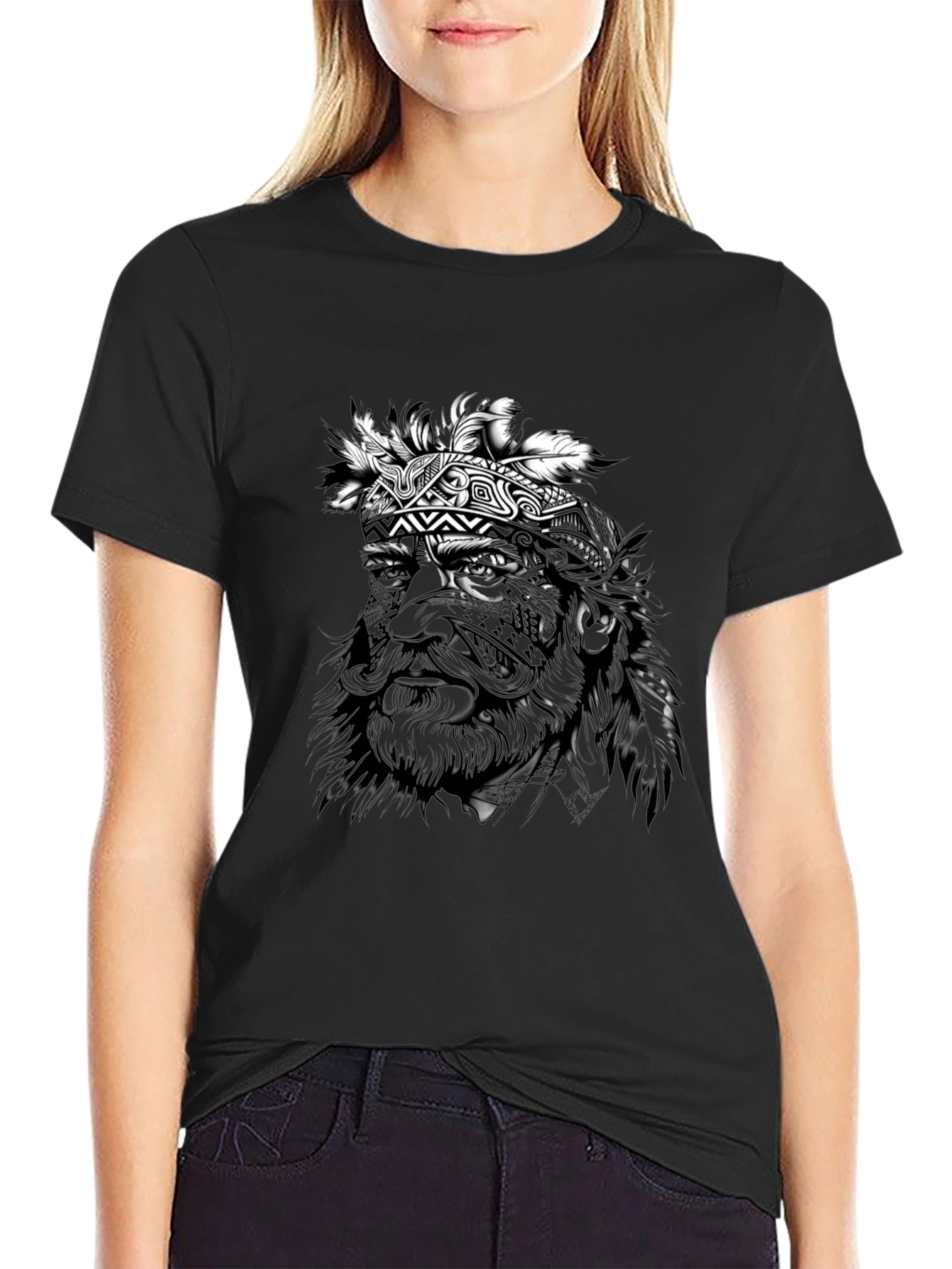 Tribal Chief Graphic Black T-Shirt
