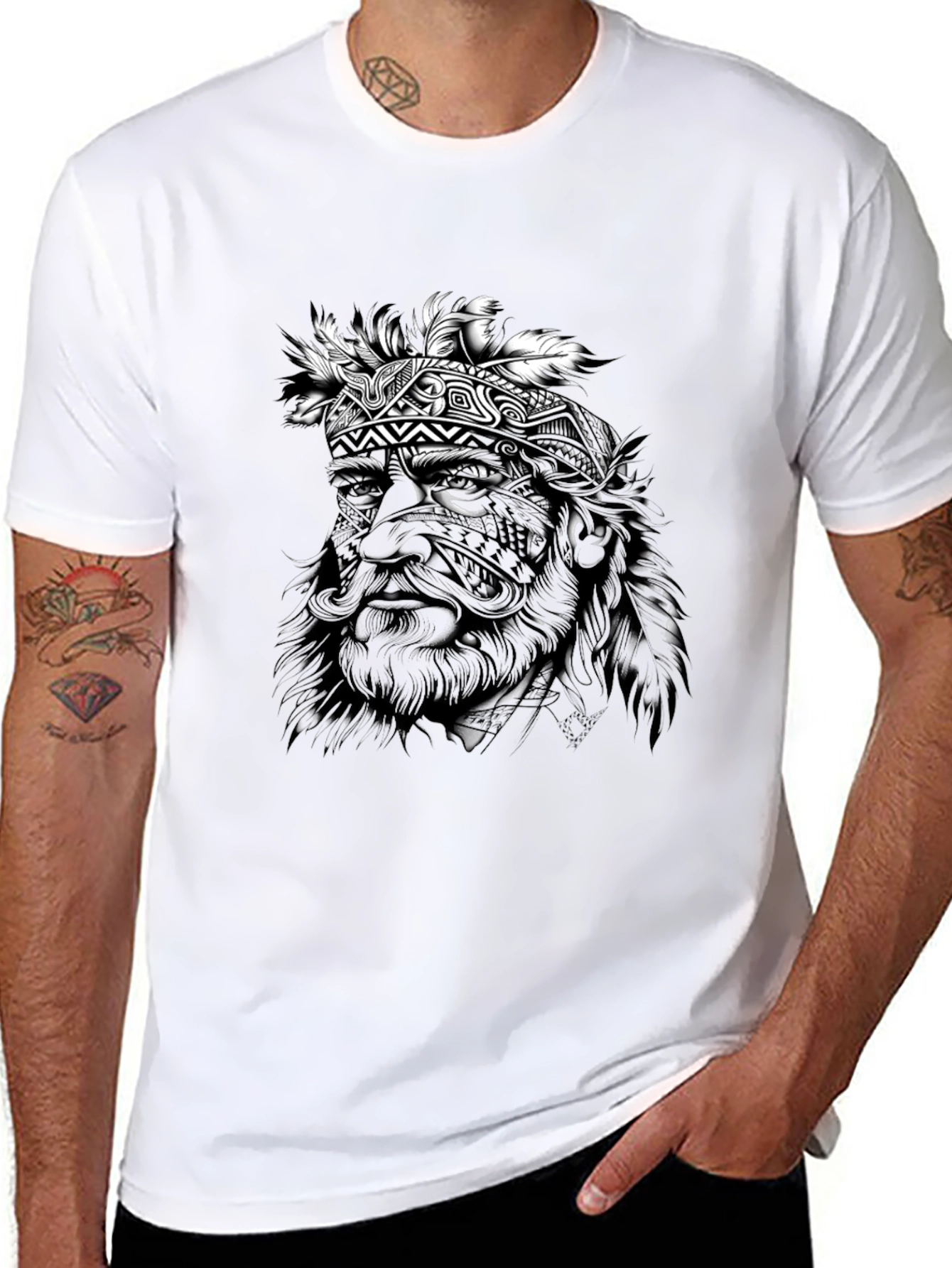 Tribal Chief Graphic Black T-Shirt
